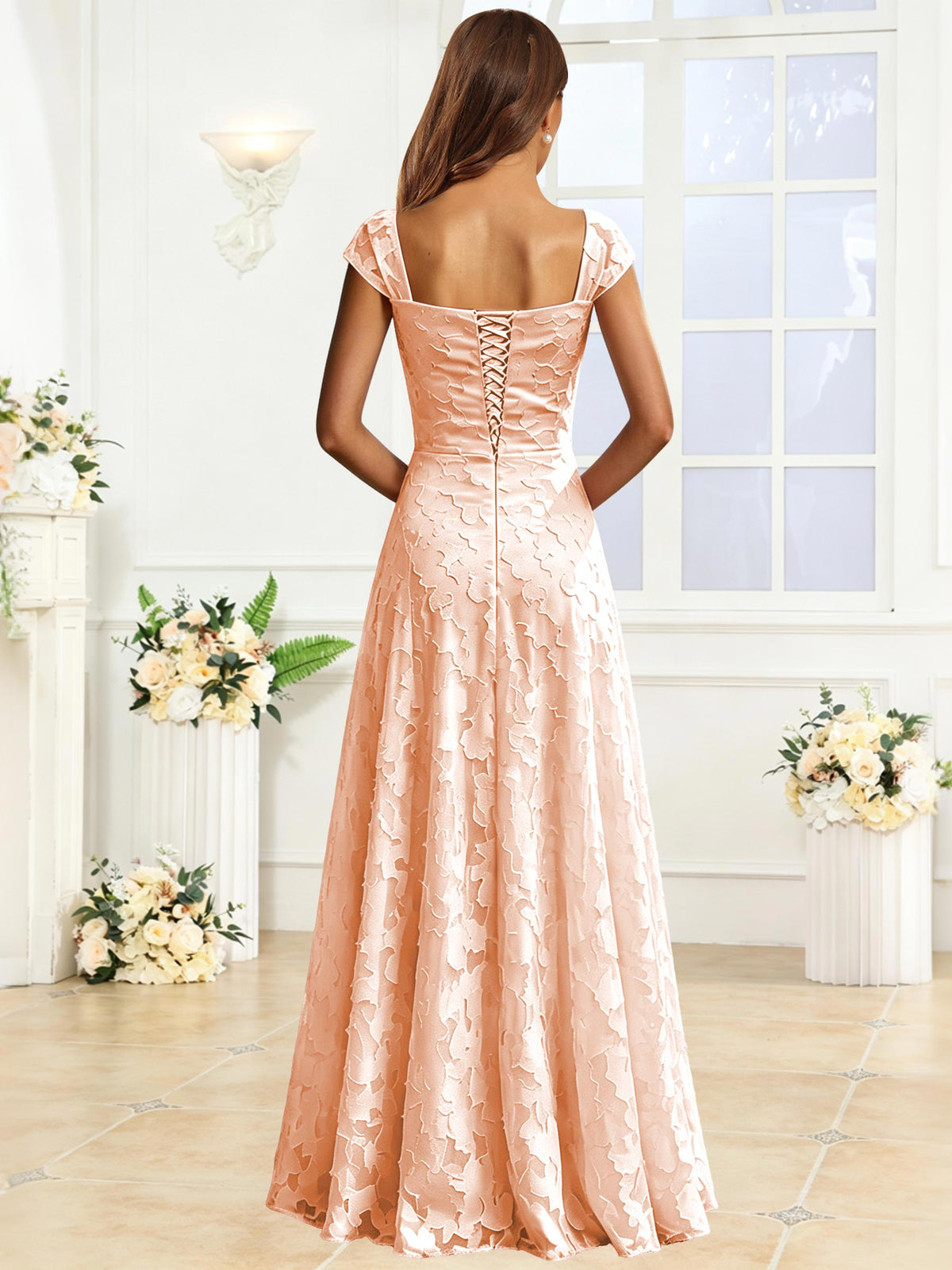A-Line Floral Lace Bridesmaid Dress