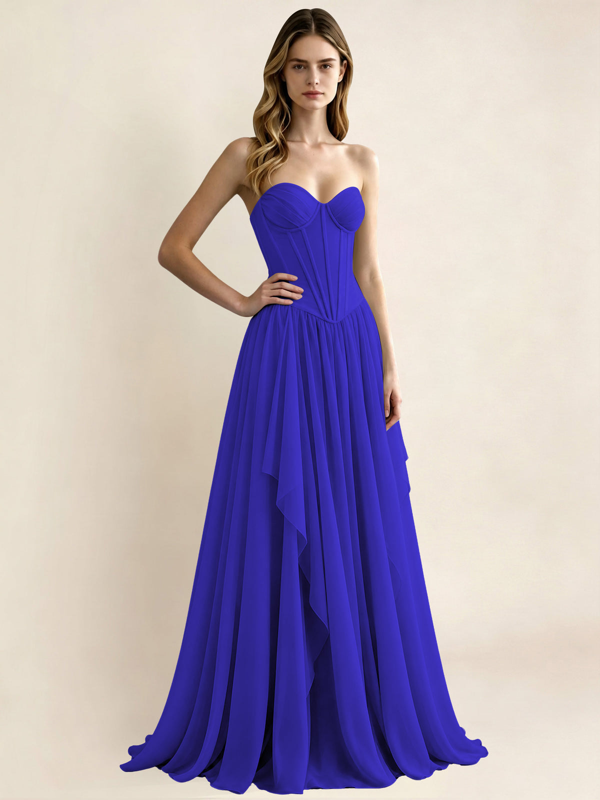 Sweetheart Chiffon Pleated A Line Bridesmaid Formal Dress