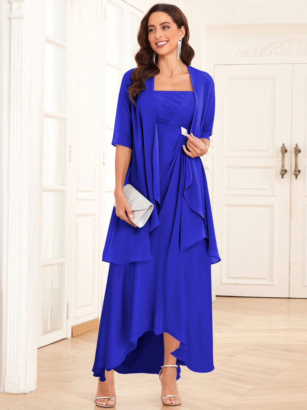2 Pieces Chiffon A Line Mother of the Bride Dress with Jacket
