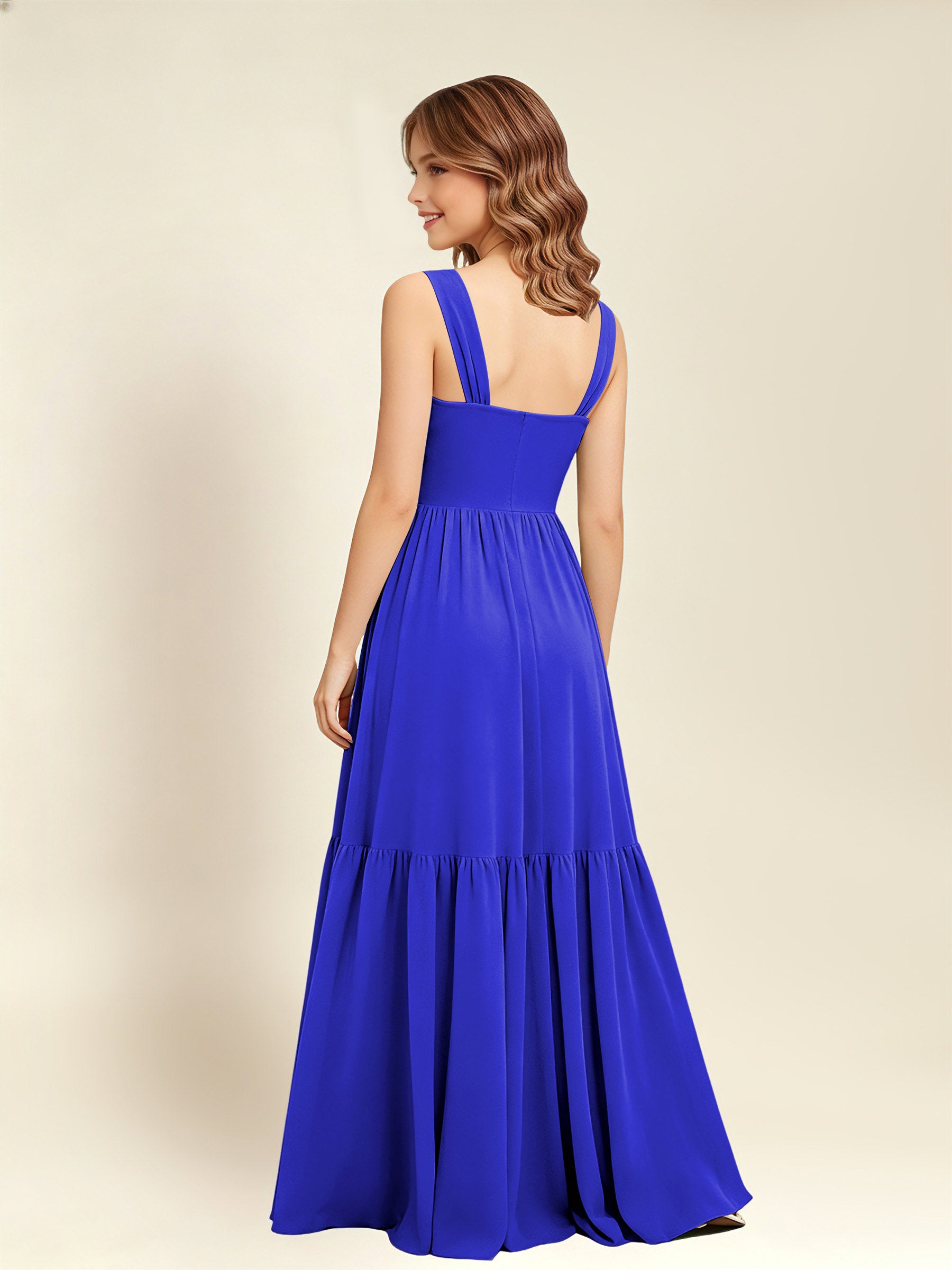 ROVDESY A-Line Square Neck Chiffon  Junior Bridesmaid Dress