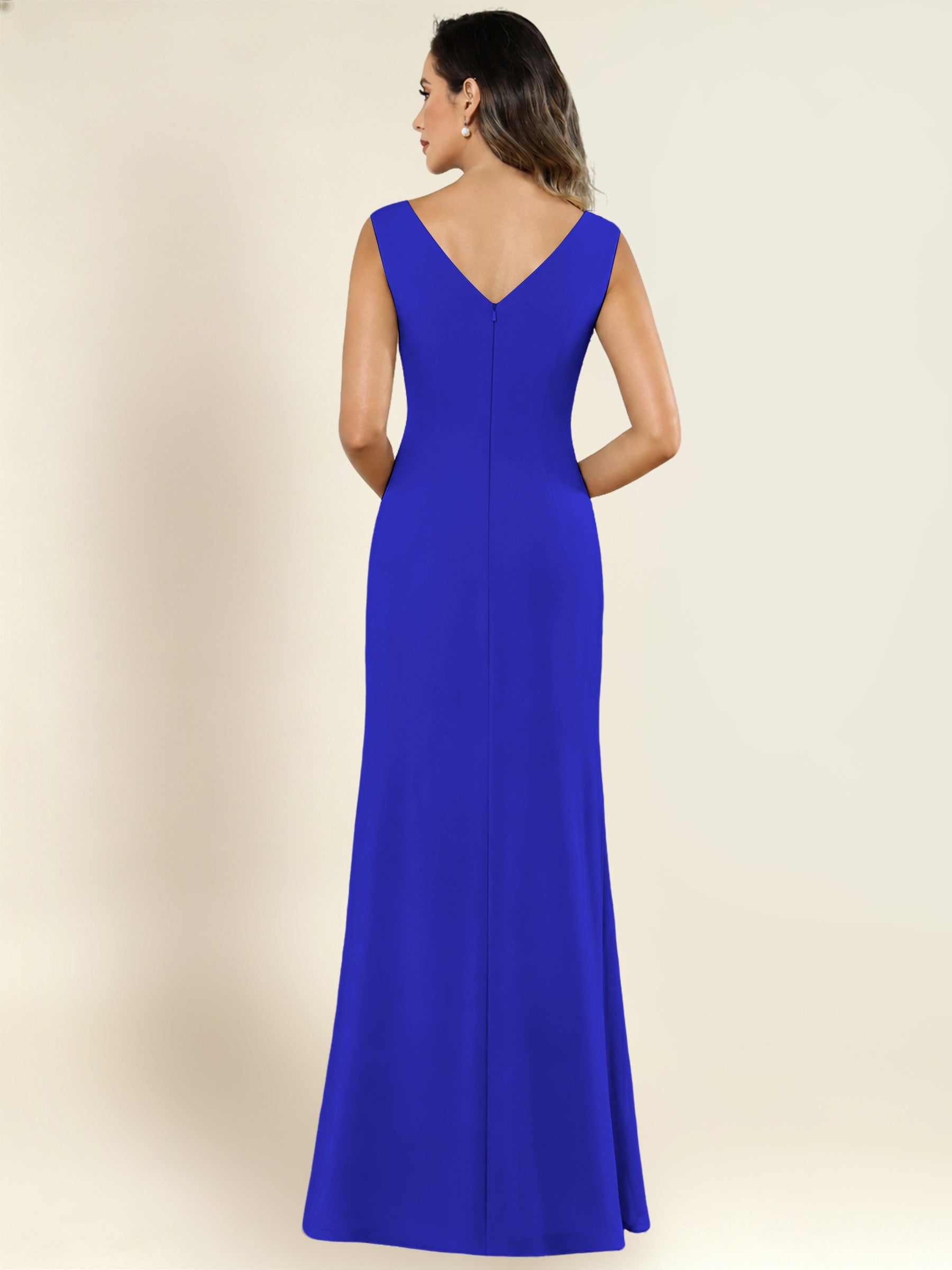 ROVDESY 2 Pieces V-Neck Sequin Chiffon Long Mother Of The Bride Dress With Long Sleeve Jacket