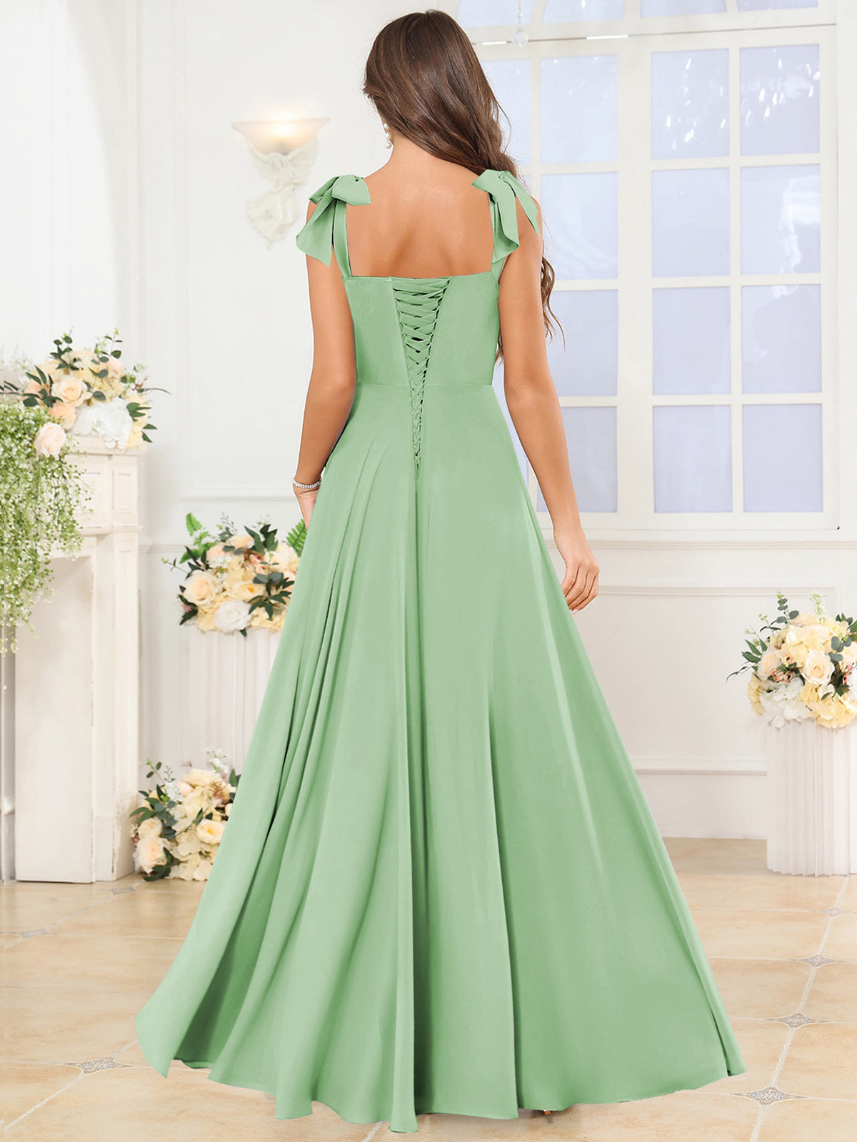 A Line Bridesmaid Dress with Slit