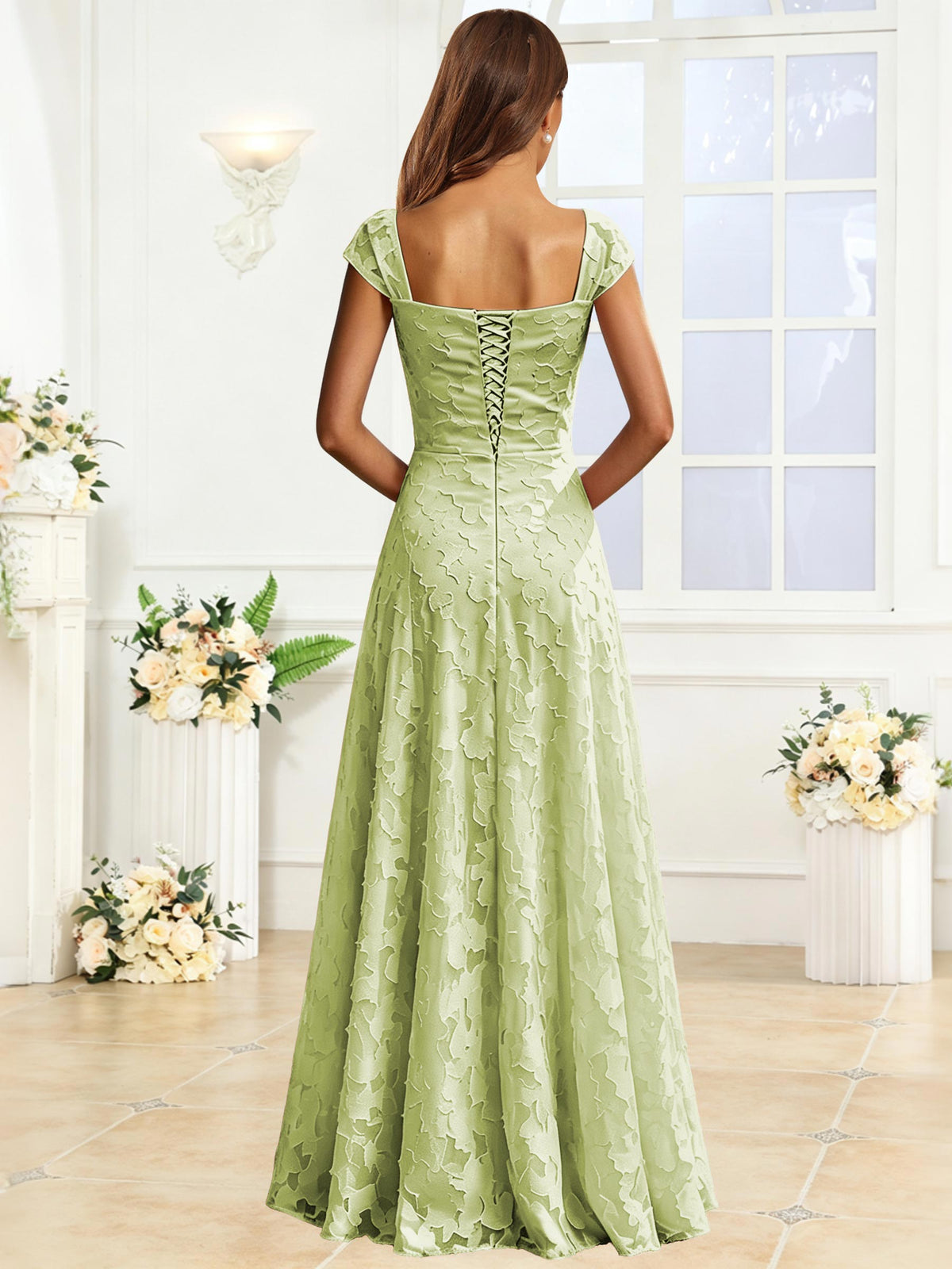 A-Line Floral Lace Bridesmaid Dress