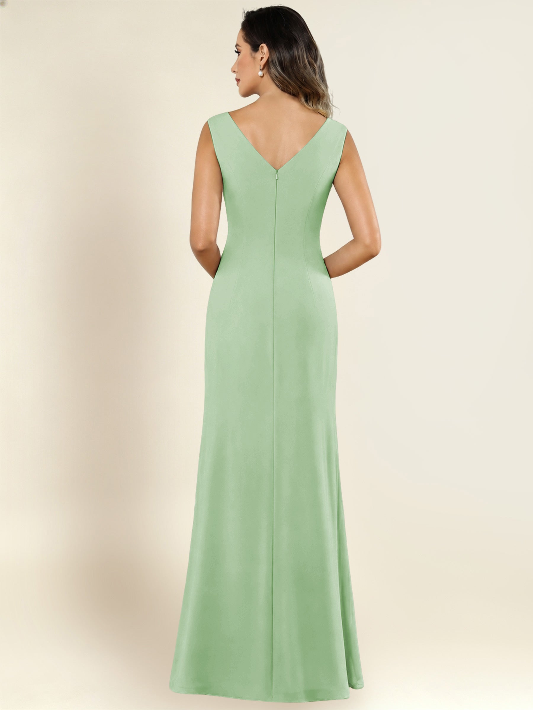 ROVDESY 2 Pieces V-Neck Sequin Chiffon Long Mother Of The Bride Dress With Long Sleeve Jacket