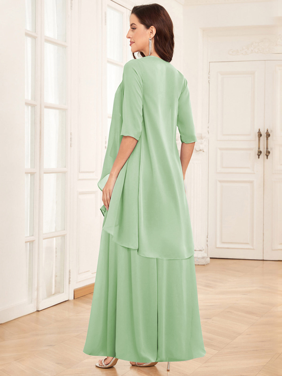 2 Pieces Chiffon A Line Mother of the Bride Dress with Jacket