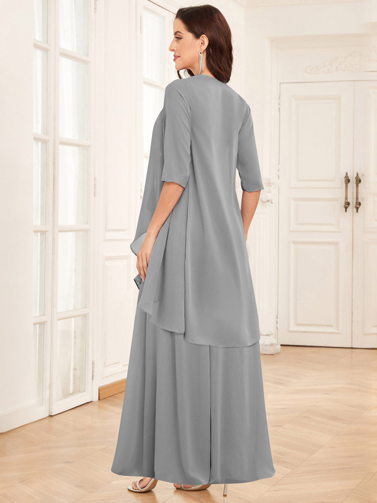 2 Pieces Chiffon A Line Mother of the Bride Dress with Jacket