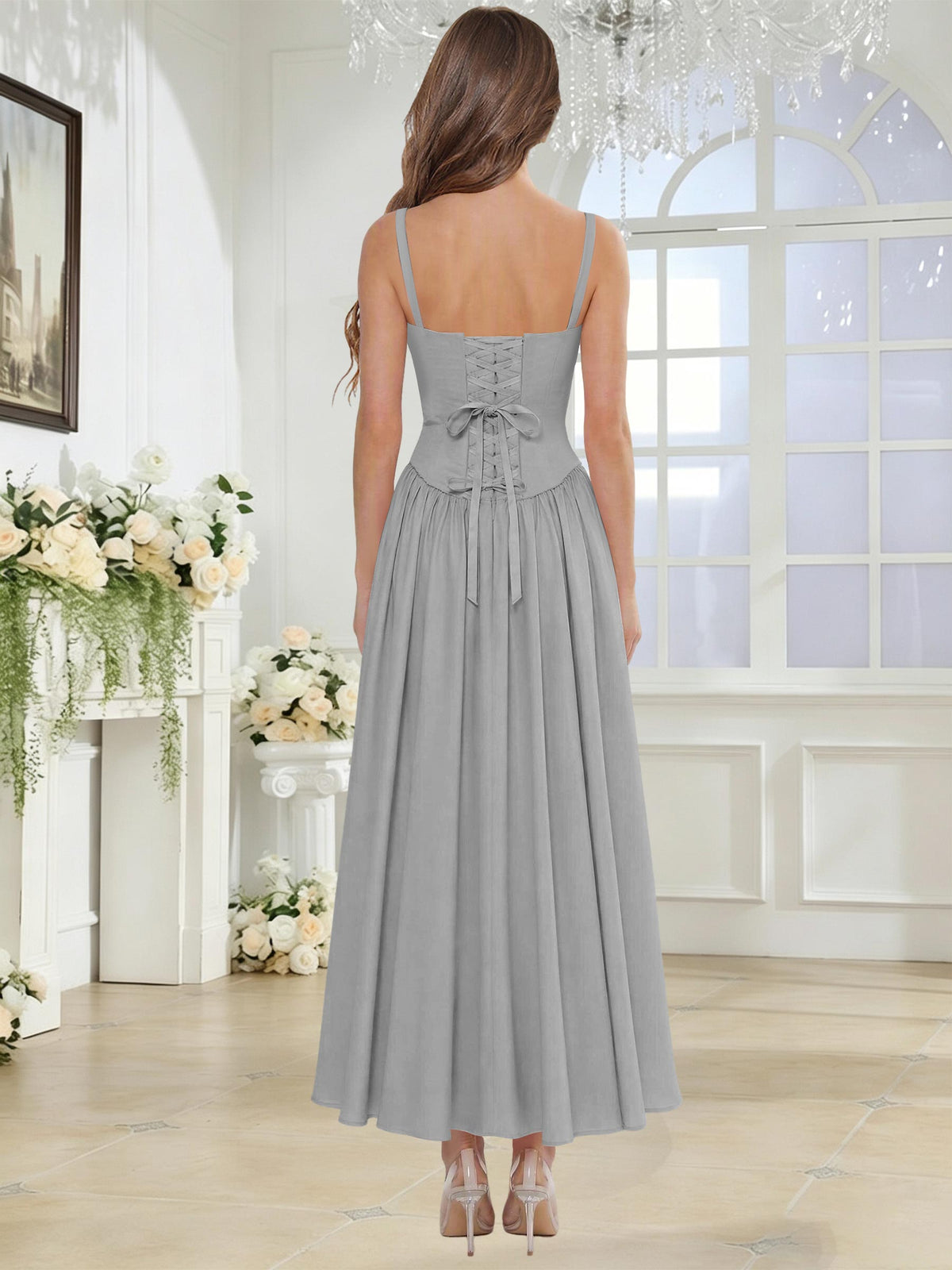 Spaghetti Strap Chiffon Ruched A Line Bridesmaid Dress