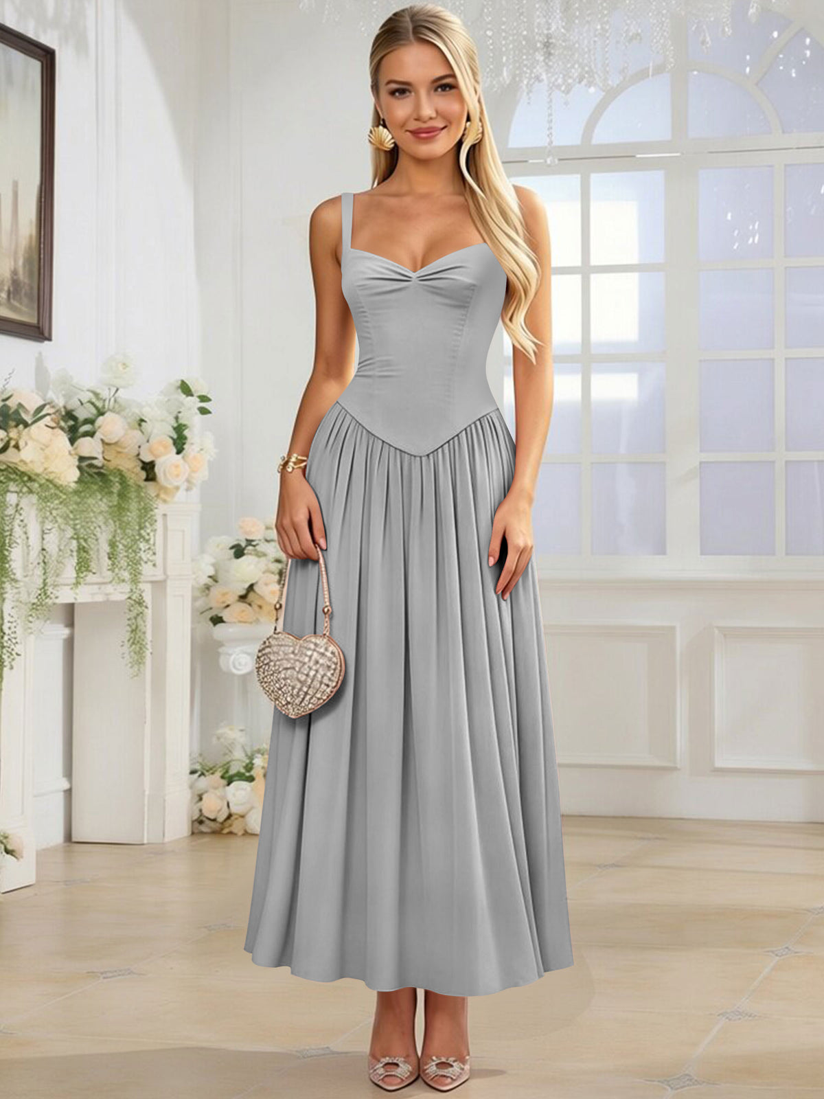 Spaghetti Strap Chiffon Ruched A Line Bridesmaid Dress