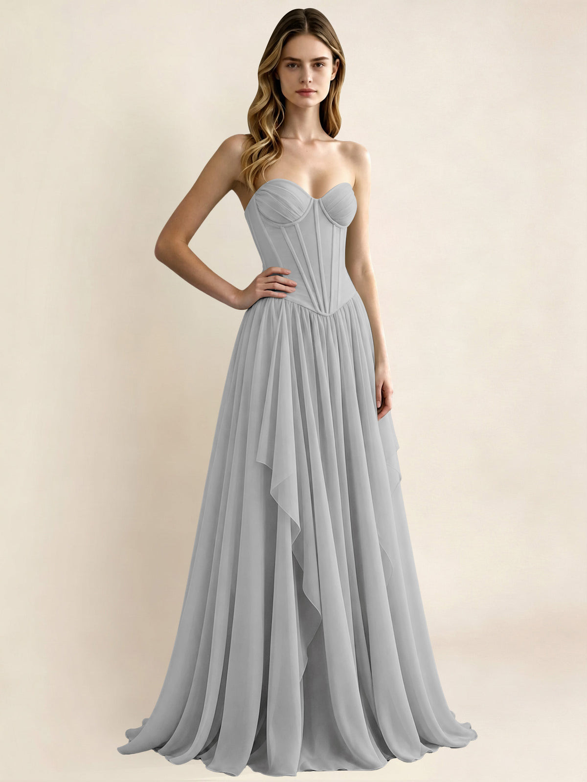 Sweetheart Chiffon Pleated A Line Bridesmaid Formal Dress
