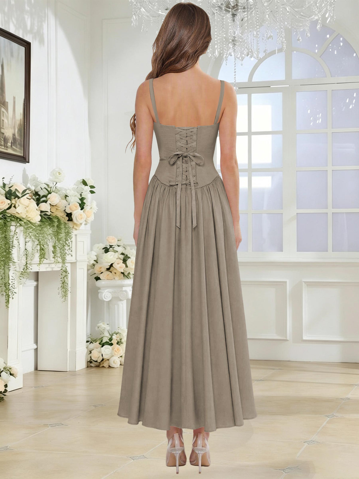 Spaghetti Strap Chiffon Ruched A Line Bridesmaid Dress