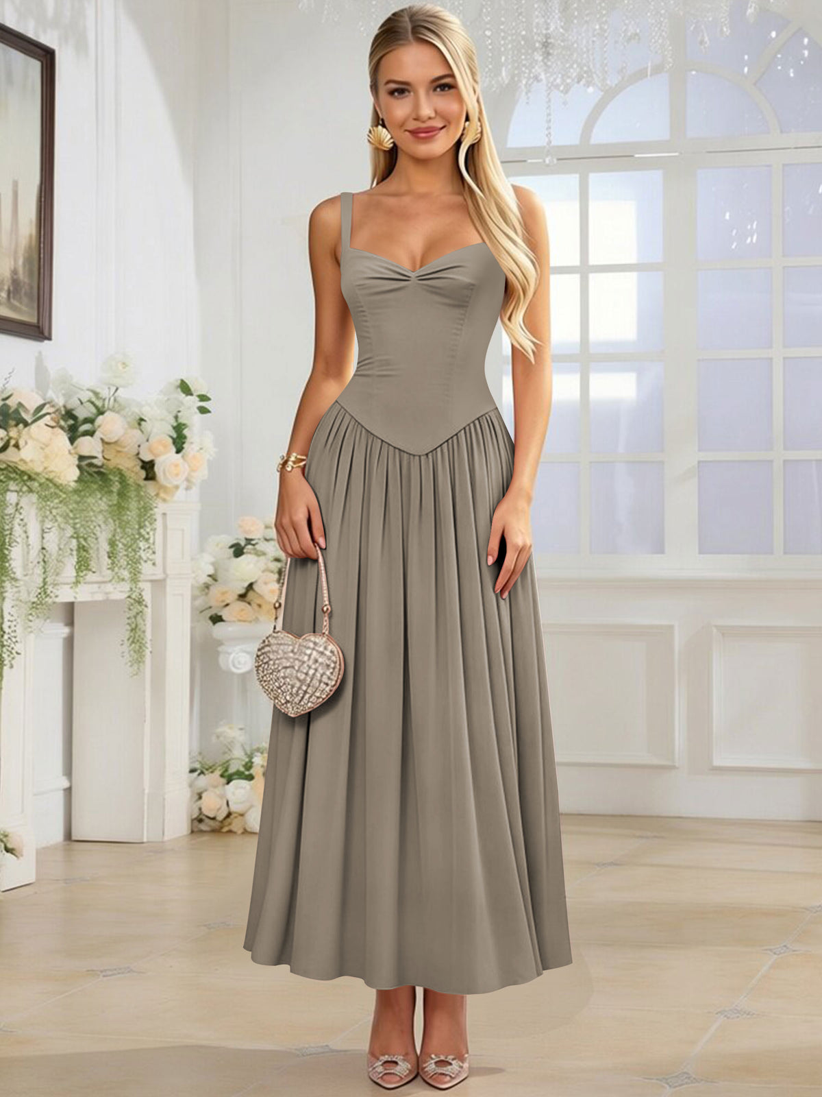 Spaghetti Strap Chiffon Ruched A Line Bridesmaid Dress