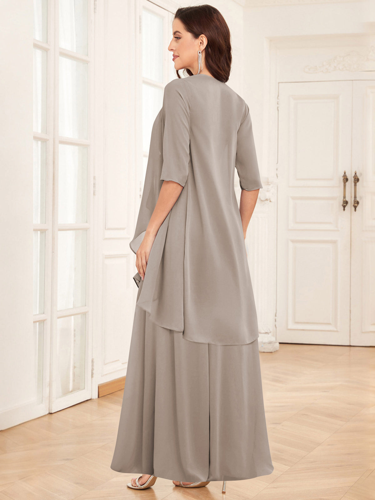 2 Pieces Chiffon A Line Mother of the Bride Dress with Jacket