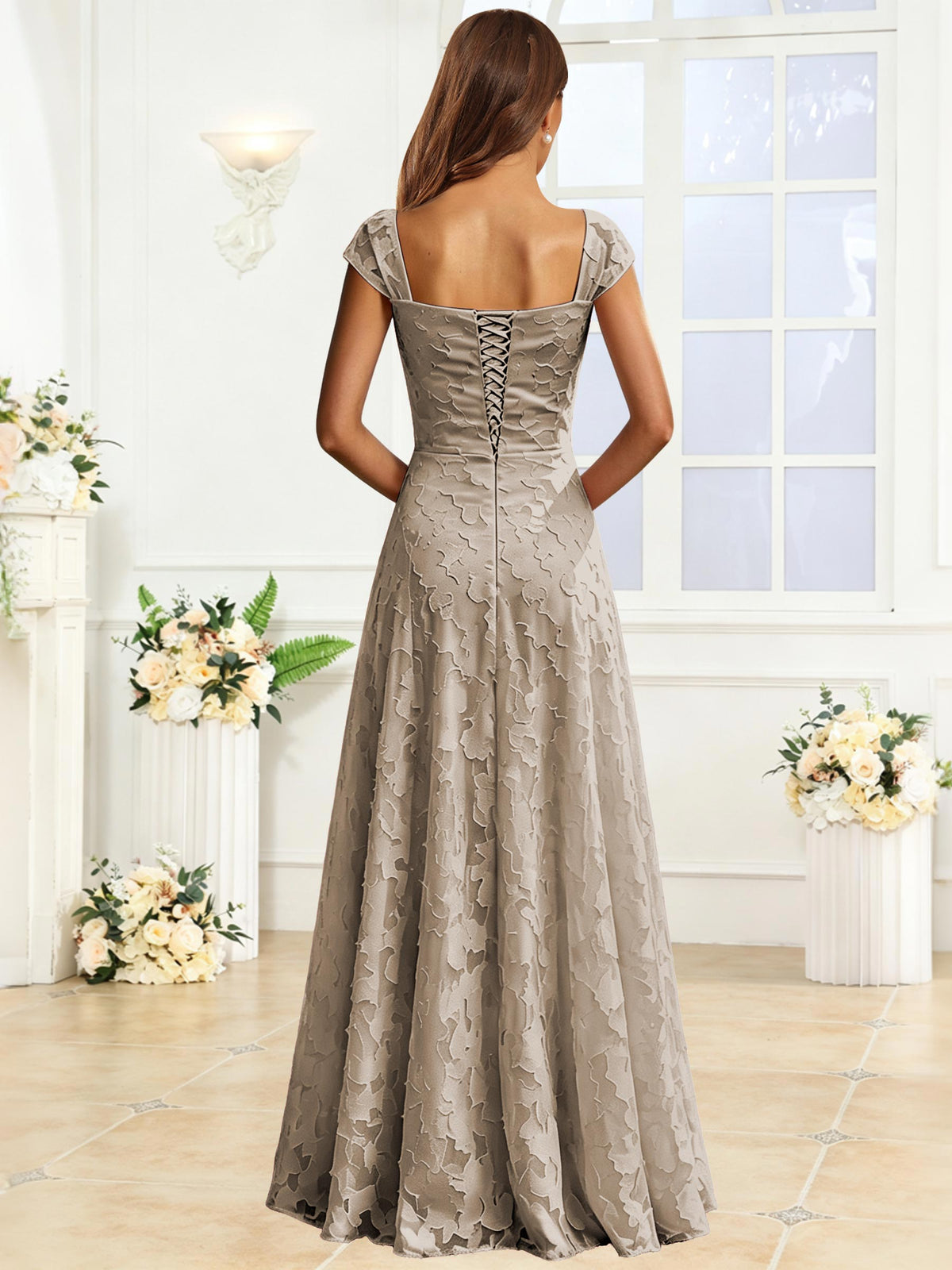 A-Line Floral Lace Bridesmaid Dress