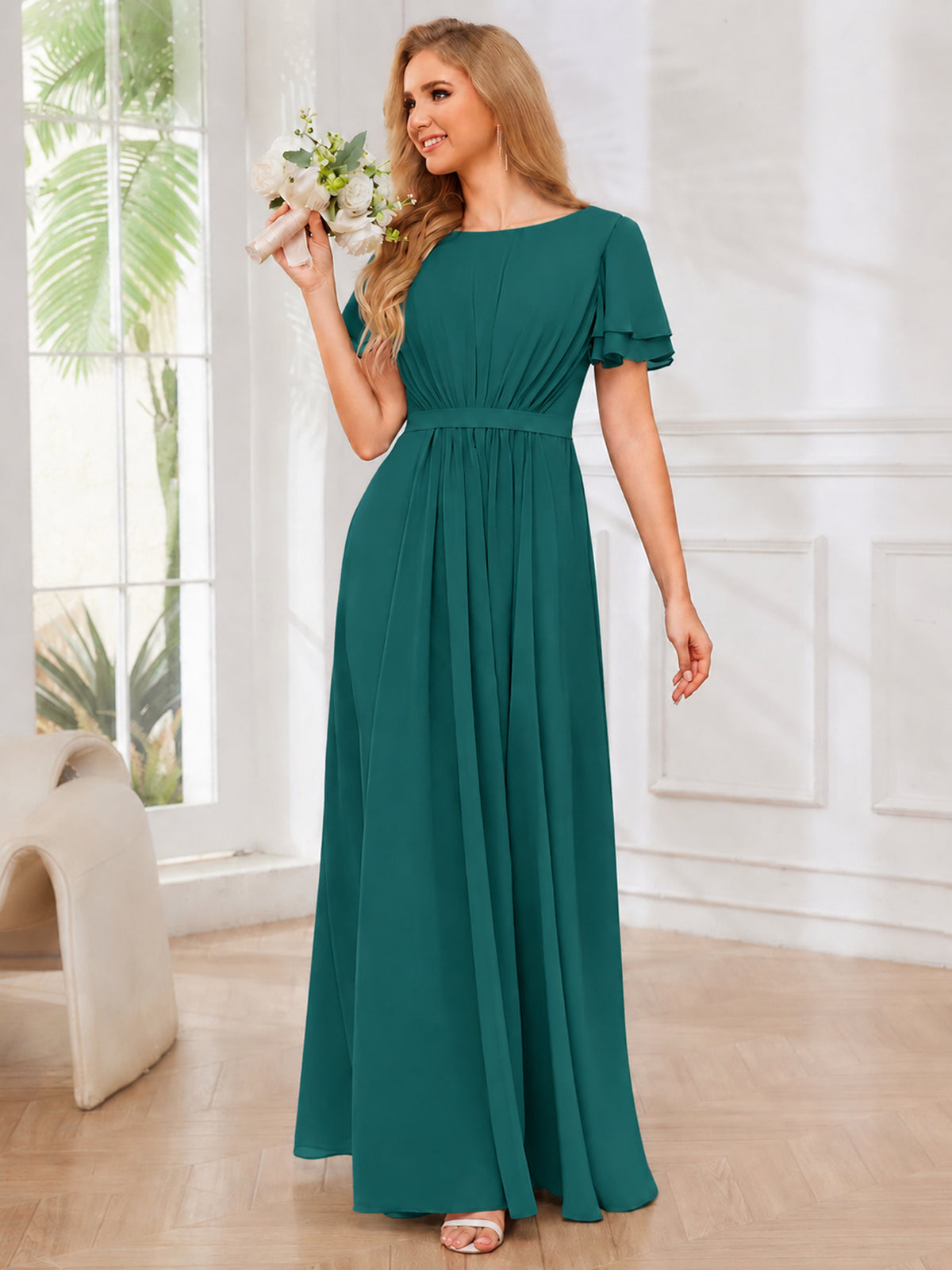 A Line Chiffon Maxi Dress