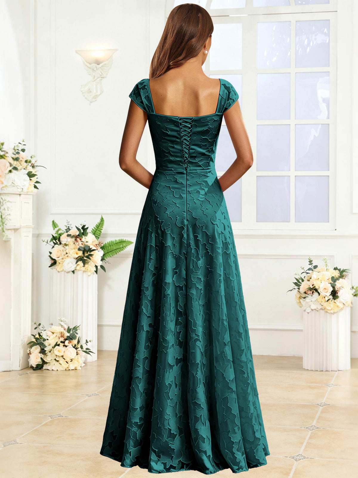 A-Line Floral Lace Bridesmaid Dress