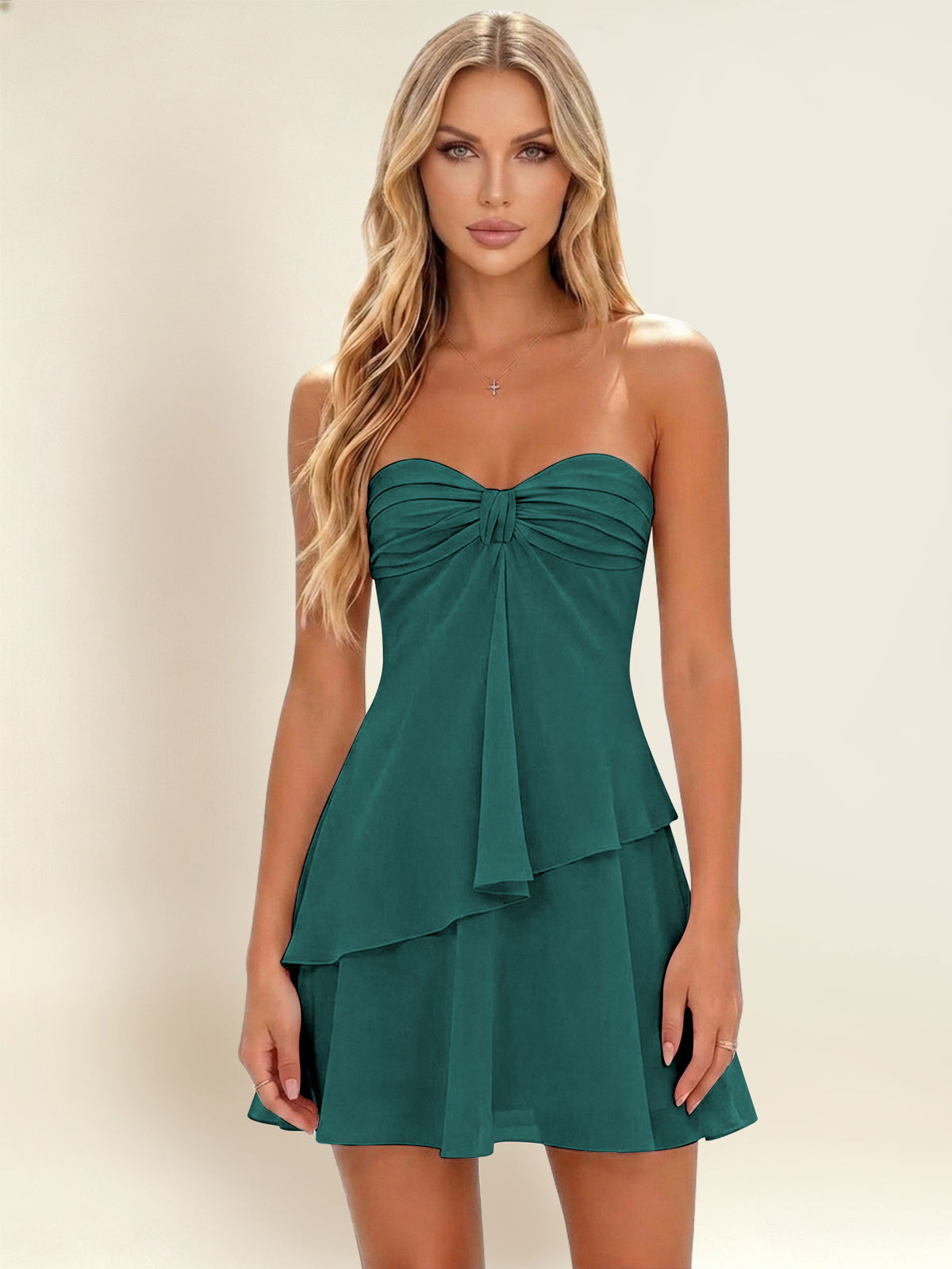 Strapless A-Line Ruffled Chiffon Homecoming Mini Dress