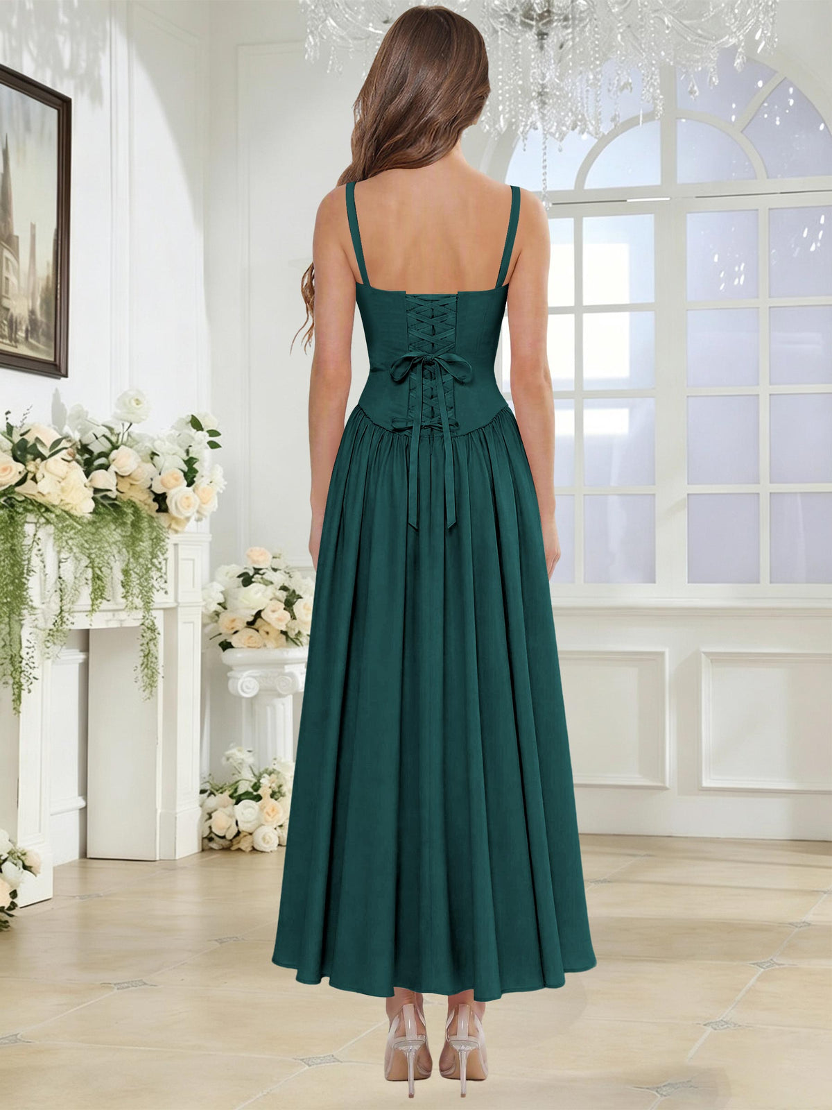 Spaghetti Strap Chiffon Ruched A Line Bridesmaid Dress