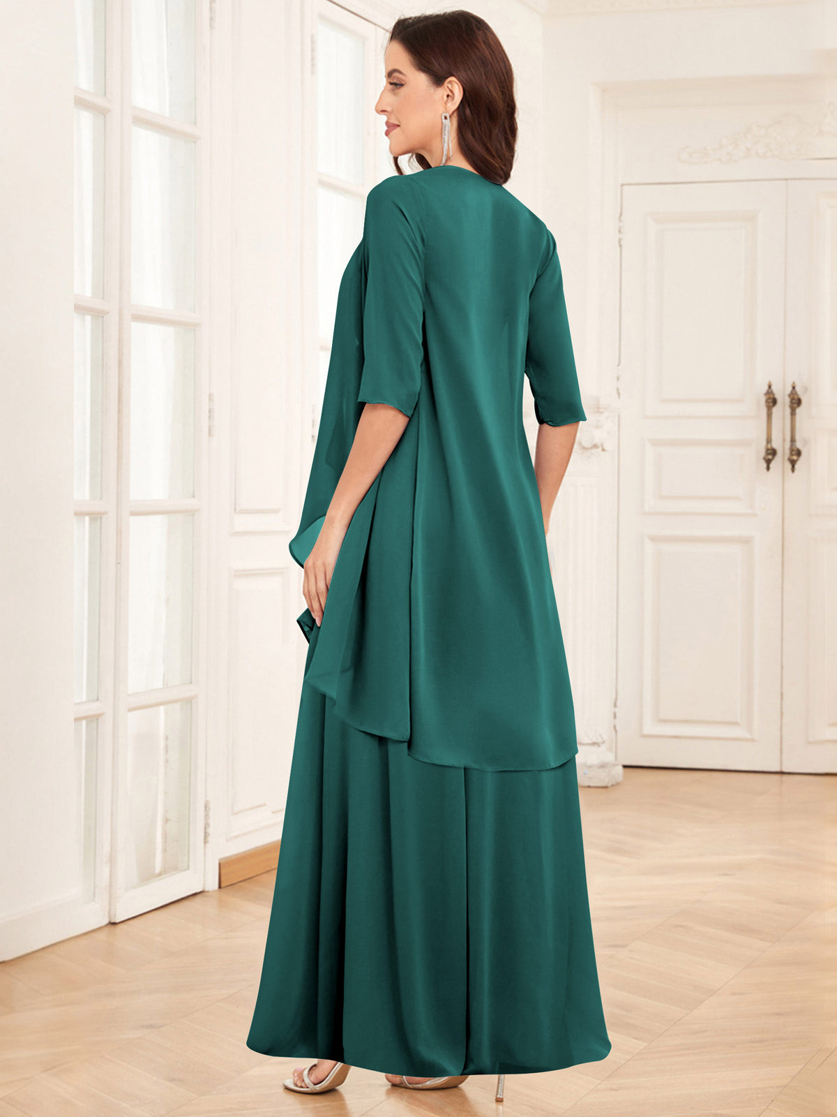 2 Pieces Chiffon A Line Mother of the Bride Dress with Jacket
