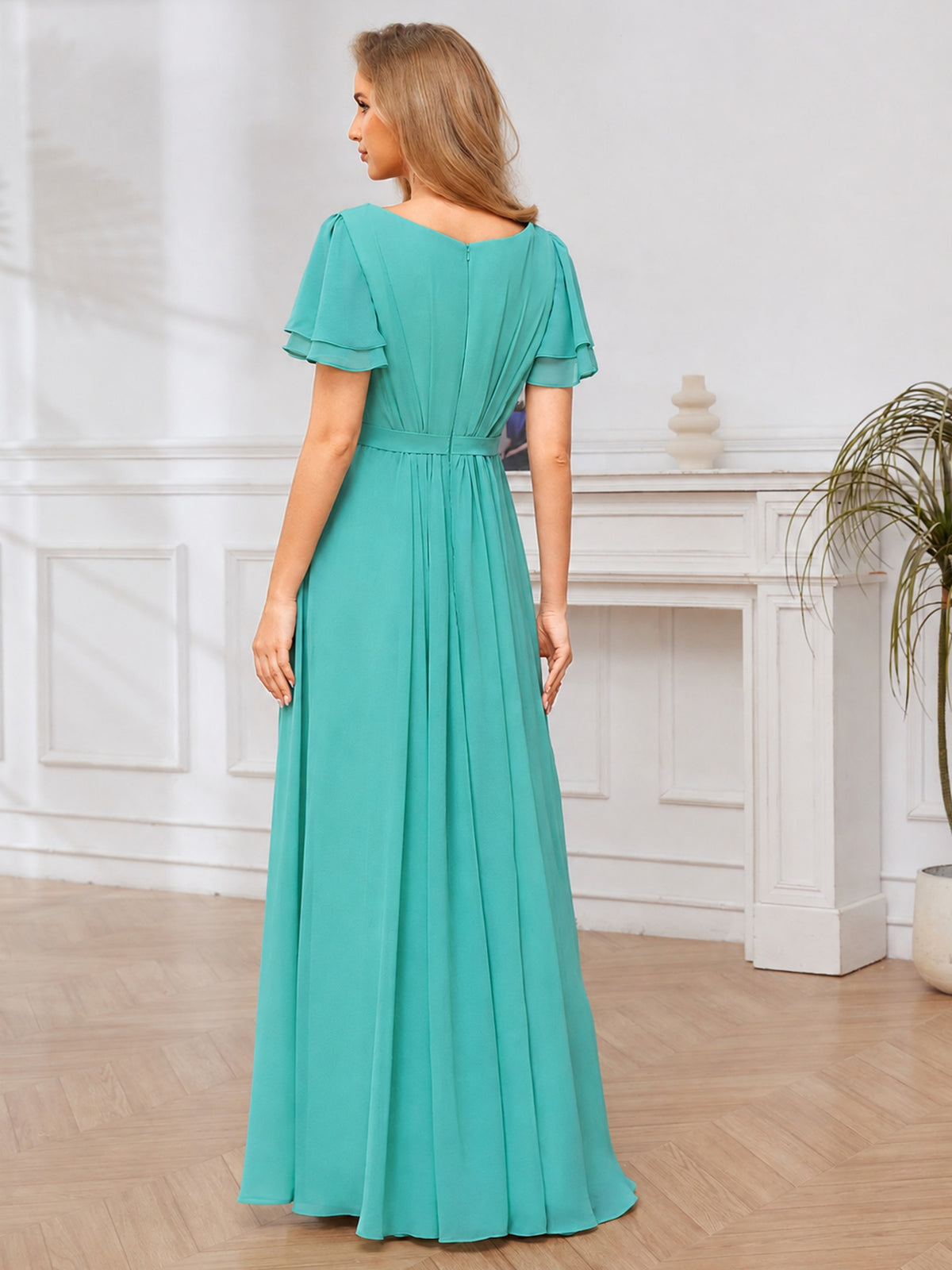 A Line Chiffon Maxi Dress