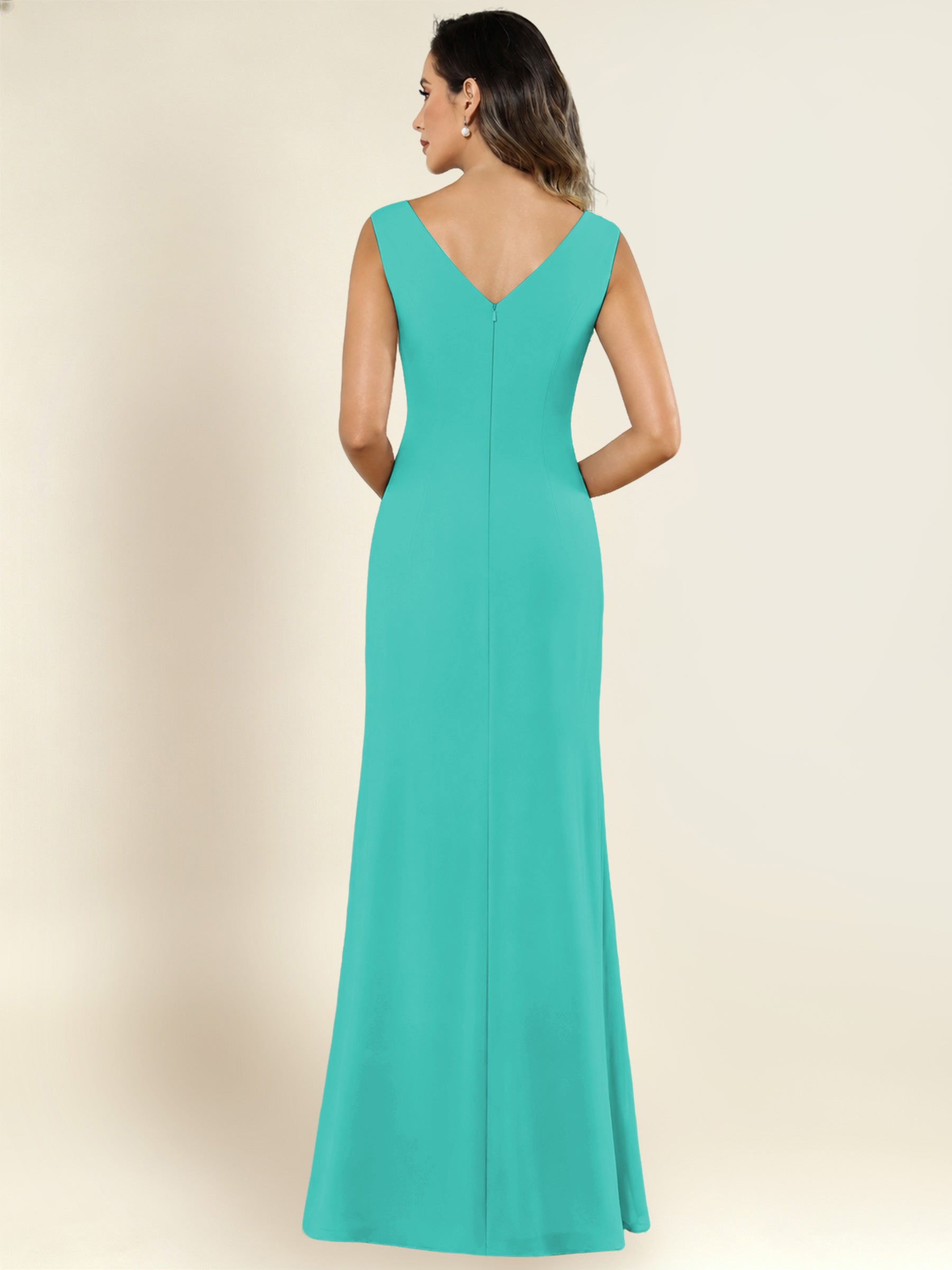 ROVDESY 2 Pieces V-Neck Sequin Chiffon Long Mother Of The Bride Dress With Long Sleeve Jacket