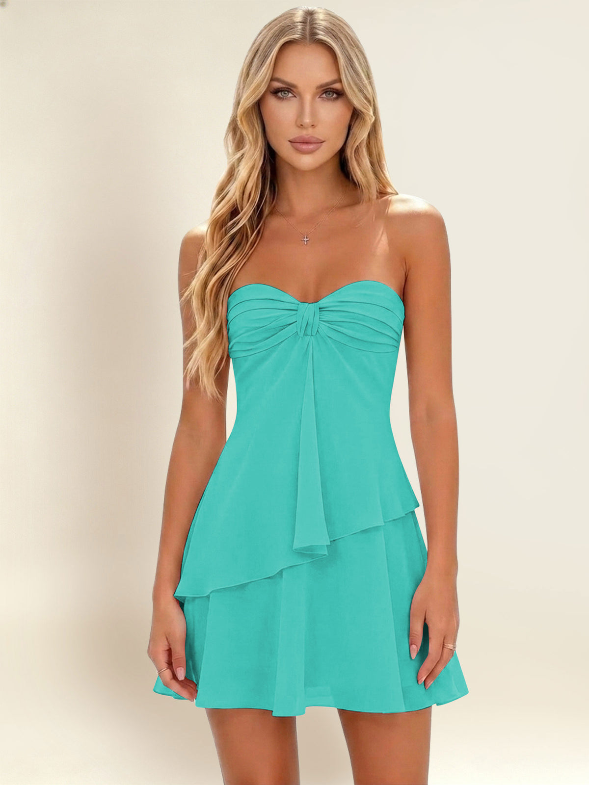 Strapless A-Line Ruffled Chiffon Homecoming Mini Dress