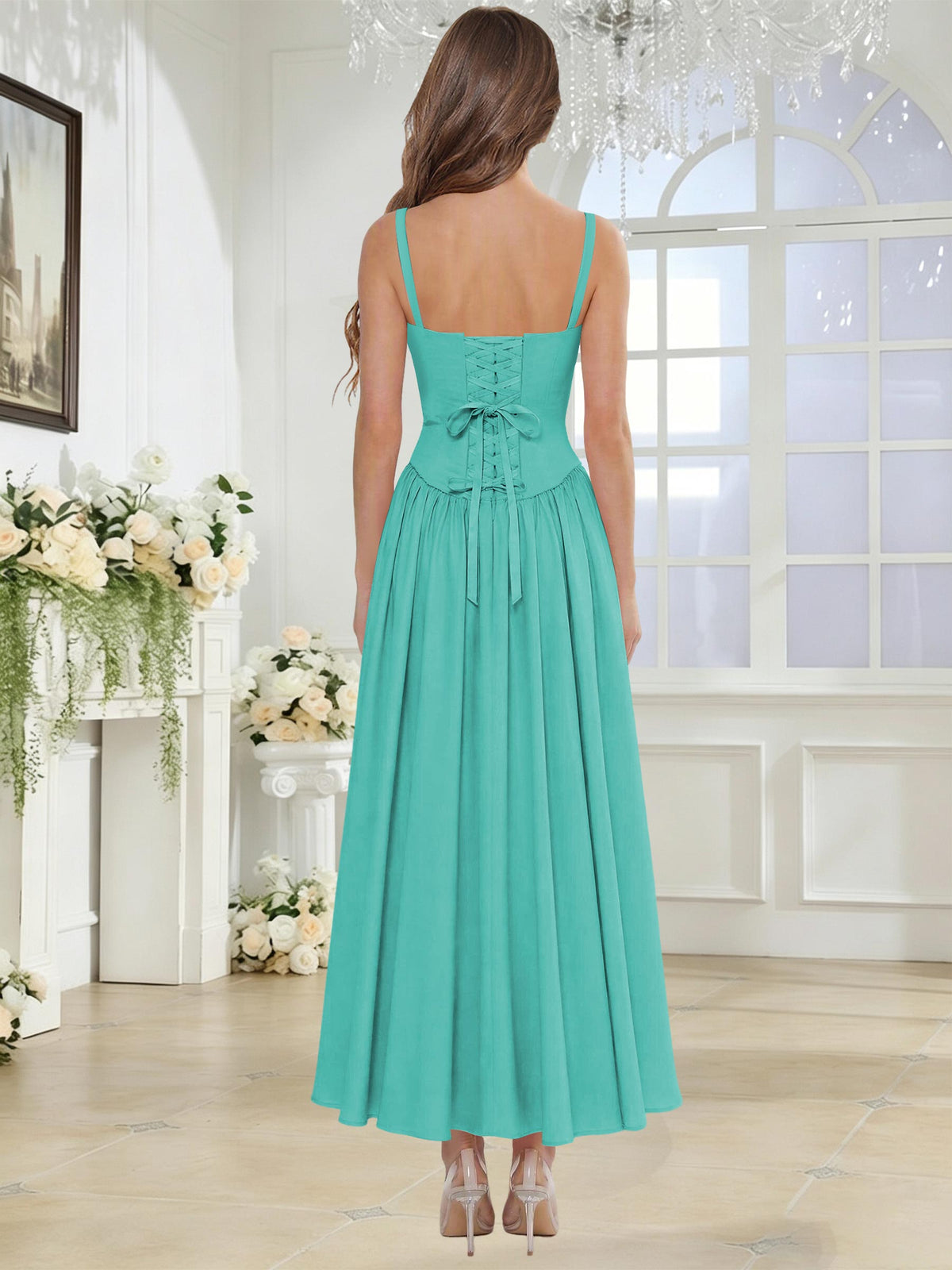 Spaghetti Strap Chiffon Ruched A Line Bridesmaid Dress