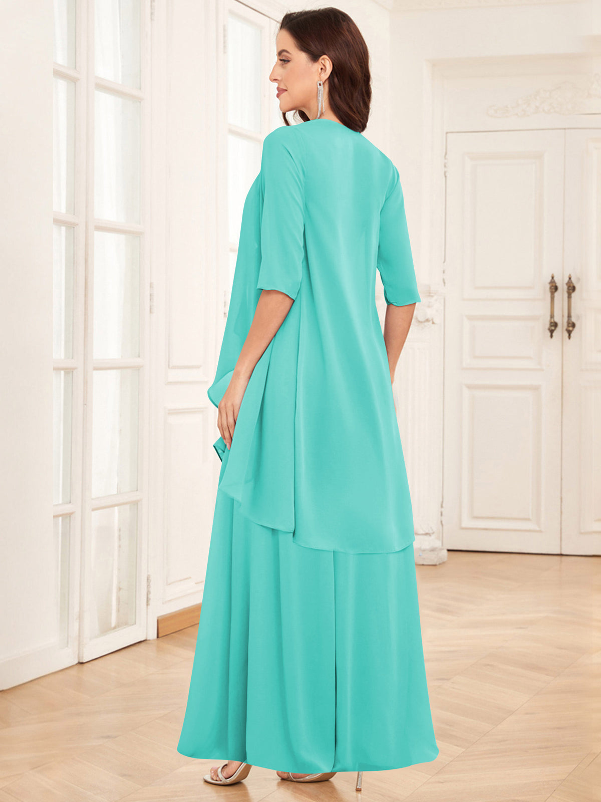2 Pieces Chiffon A Line Mother of the Bride Dress with Jacket