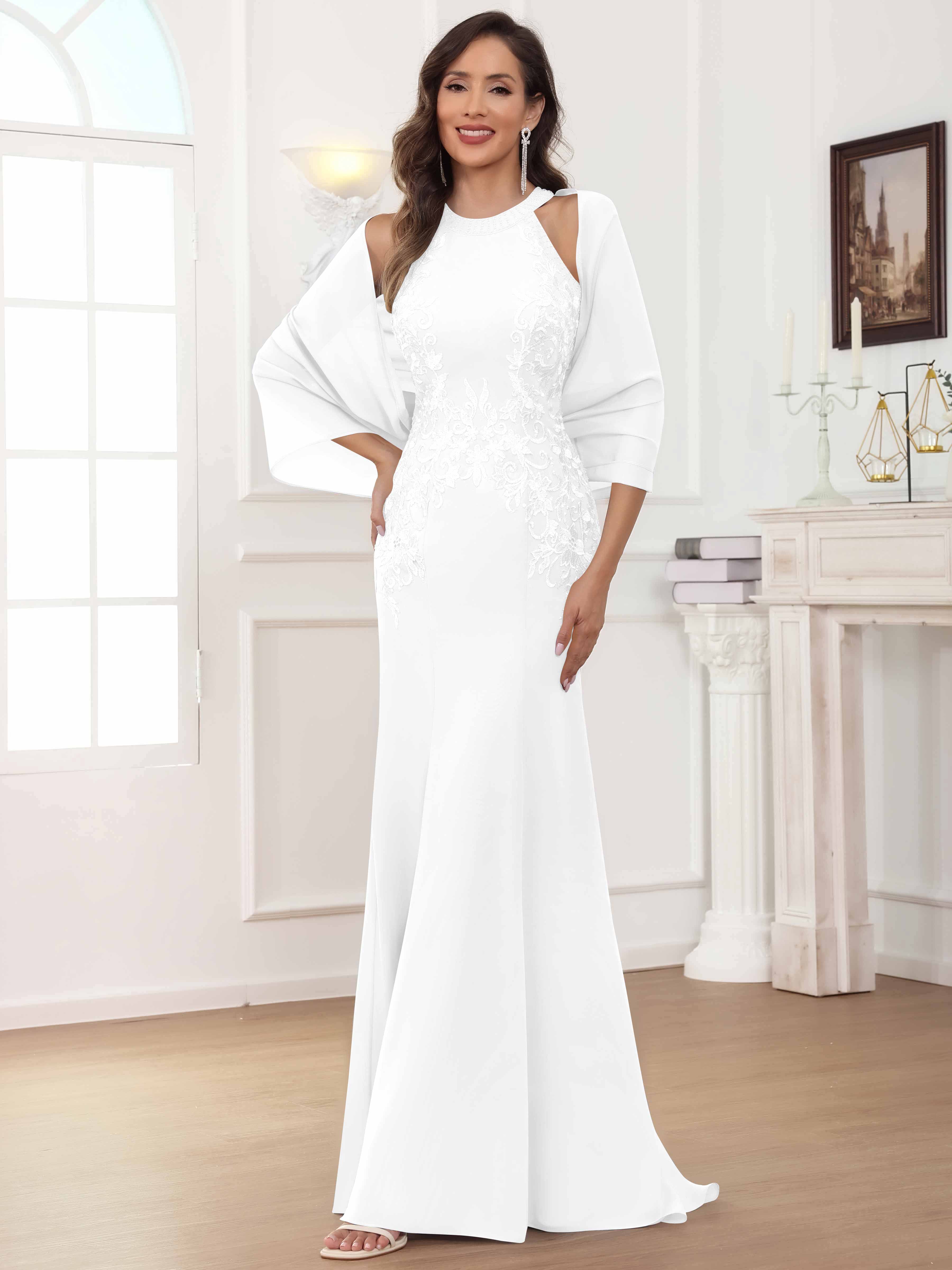 ROVDESY Halter Mermaid Lace Mother Of The Bride Dress With Jacket