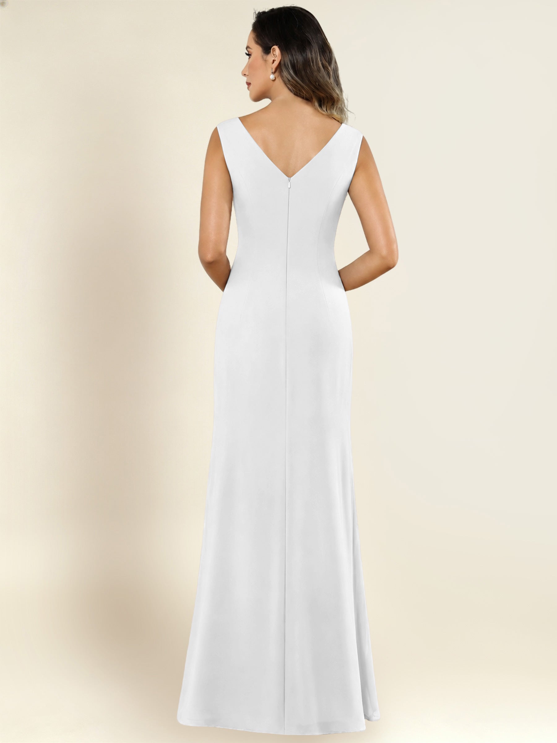 ROVDESY 2 Pieces V-Neck Sequin Chiffon Long Mother Of The Bride Dress With Long Sleeve Jacket