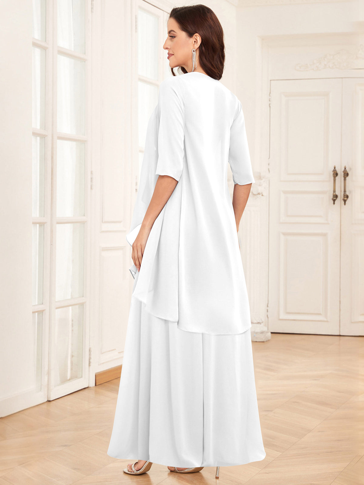 2 Pieces Chiffon A Line Mother of the Bride Dress with Jacket