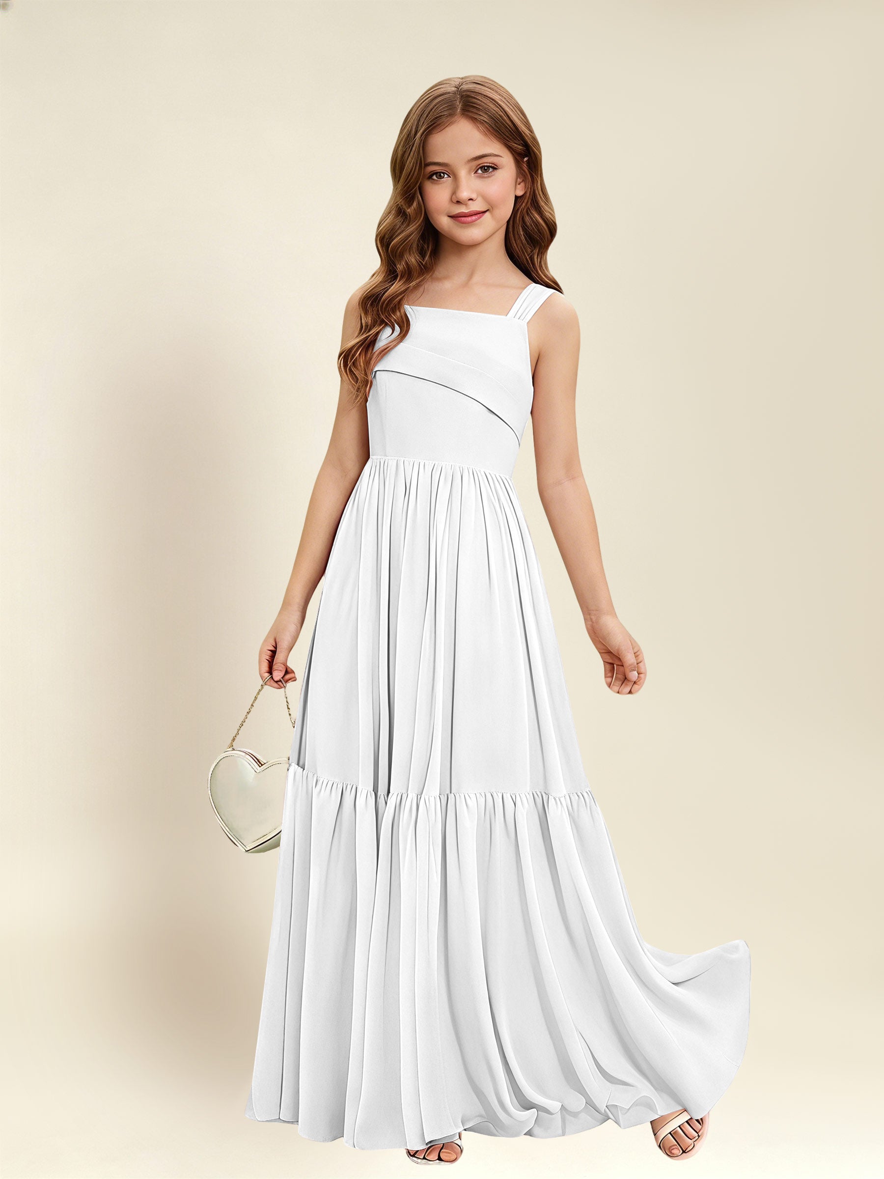 ROVDESY A-Line Square Neck Chiffon  Junior Bridesmaid Dress