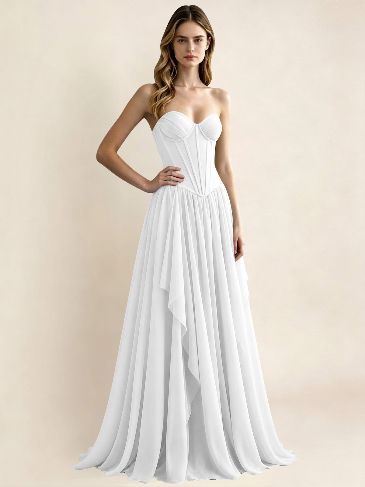 Sweetheart Chiffon Pleated A Line Bridesmaid Formal Dress