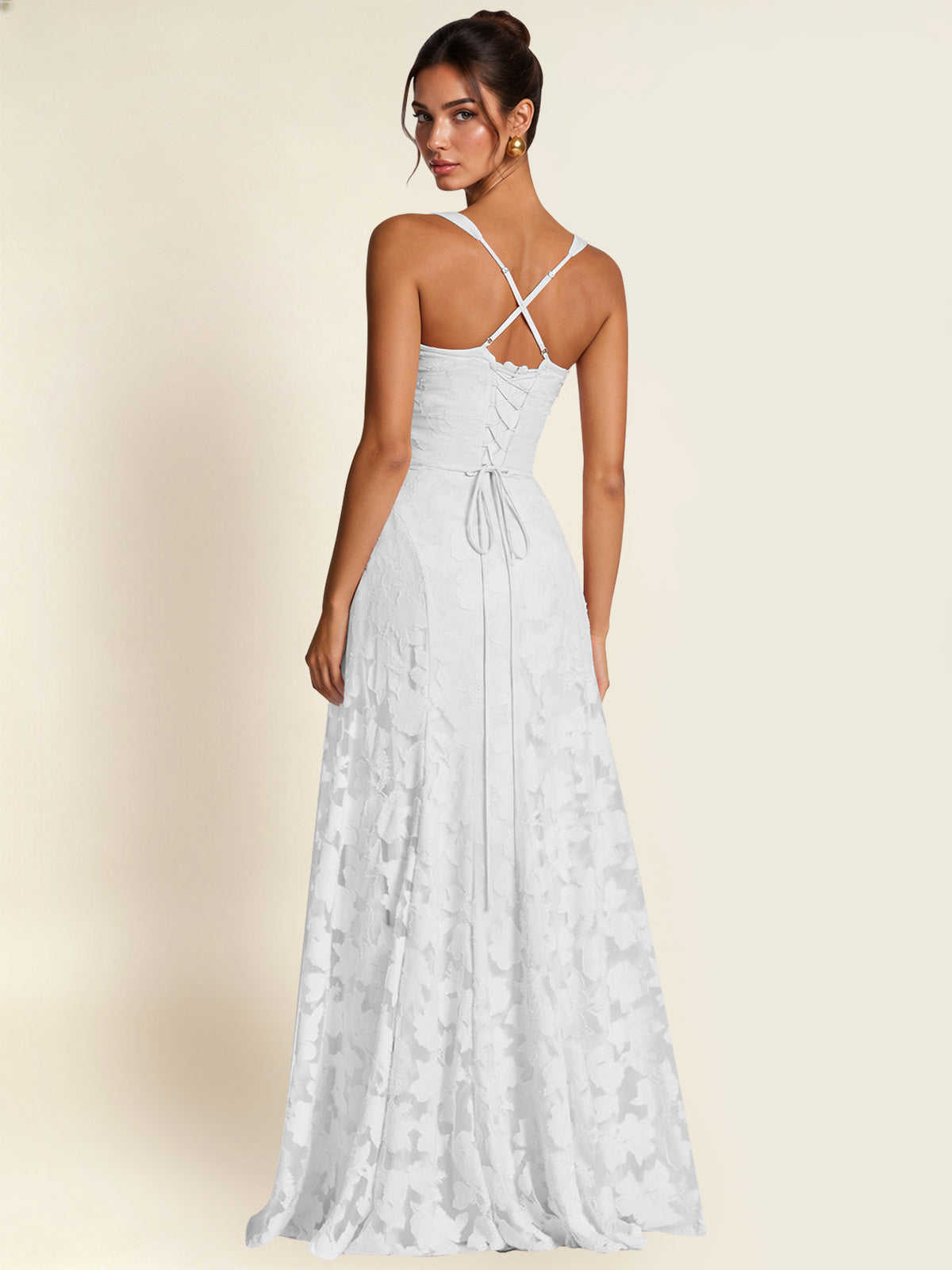 Floral Jacquard A Line Maxi Bridesmaid Dress