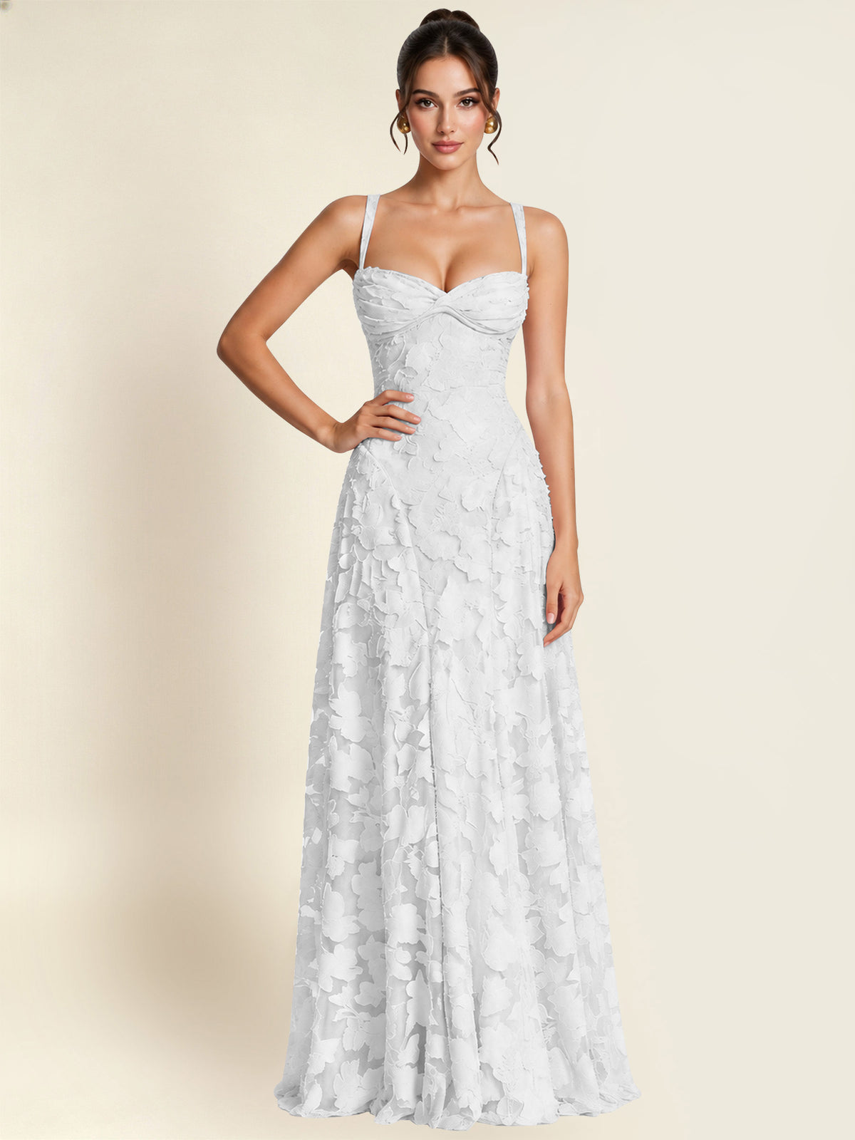 Floral Jacquard A Line Maxi Bridesmaid Dress