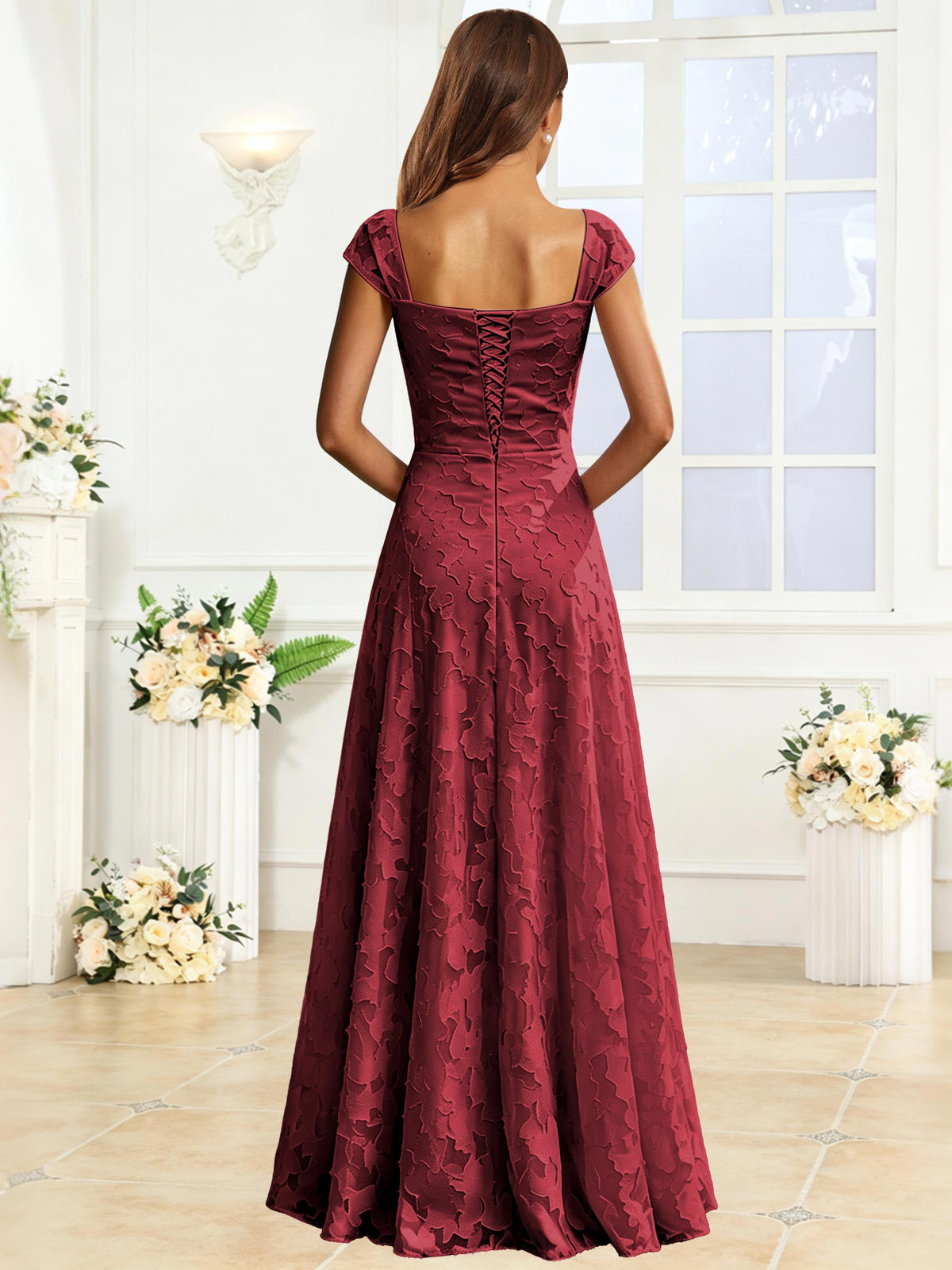 A-Line Floral Lace Bridesmaid Dress