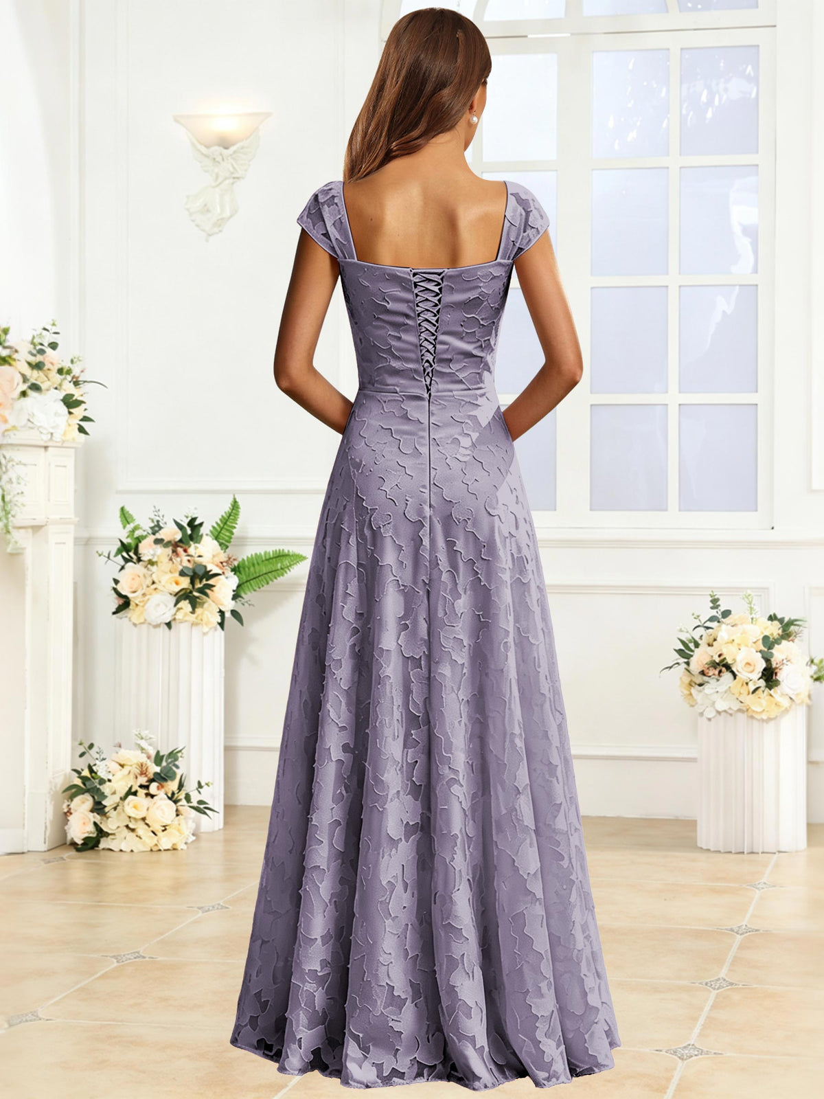 A-Line Floral Lace Bridesmaid Dress