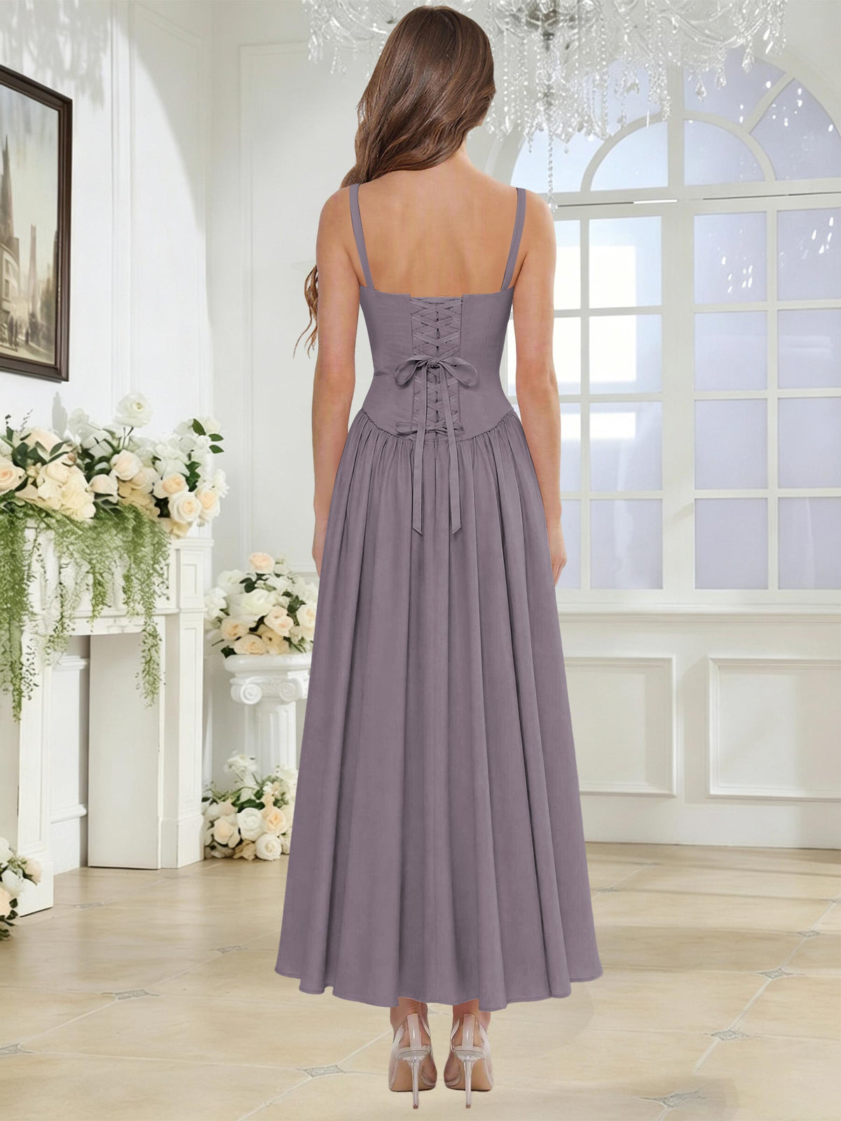 Spaghetti Strap Chiffon Ruched A Line Bridesmaid Dress