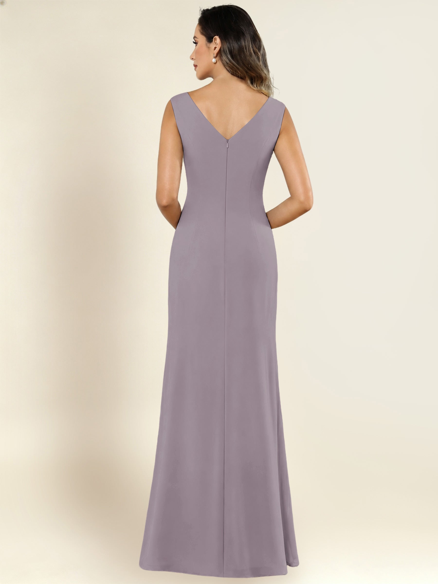 ROVDESY 2 Pieces V-Neck Sequin Chiffon Long Mother Of The Bride Dress With Long Sleeve Jacket