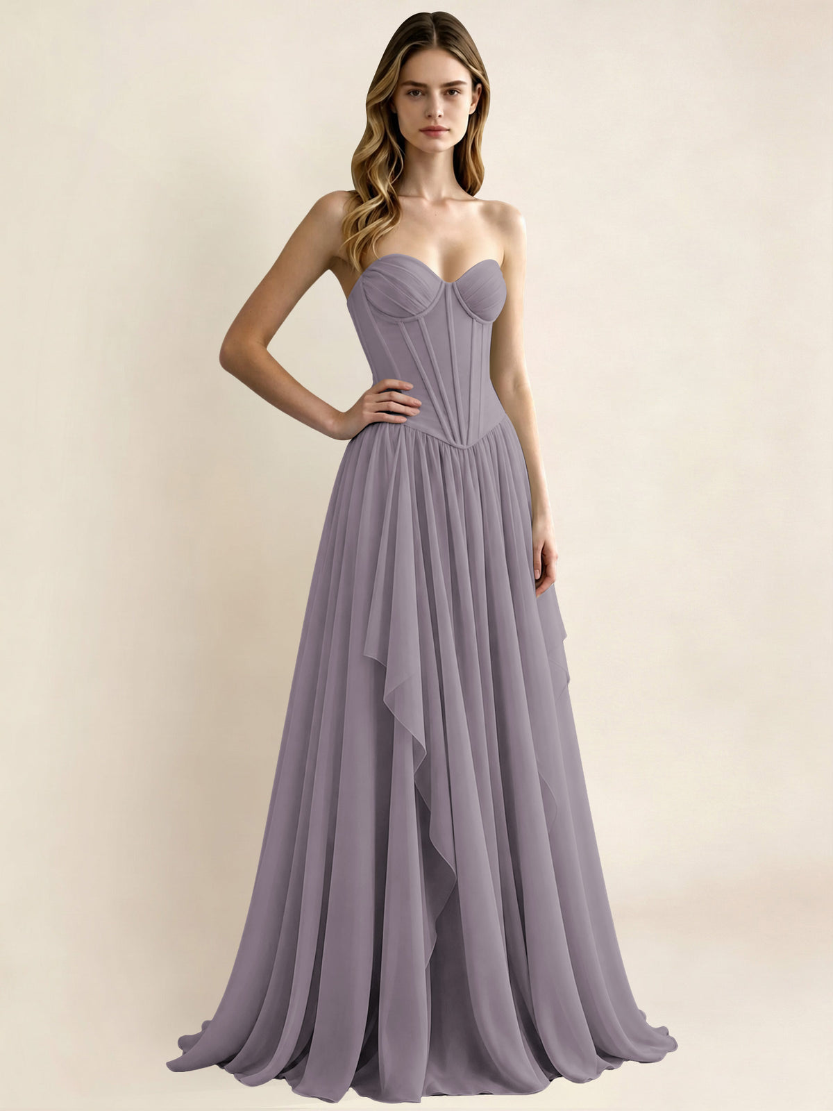 Sweetheart Chiffon Pleated A Line Bridesmaid Formal Dress
