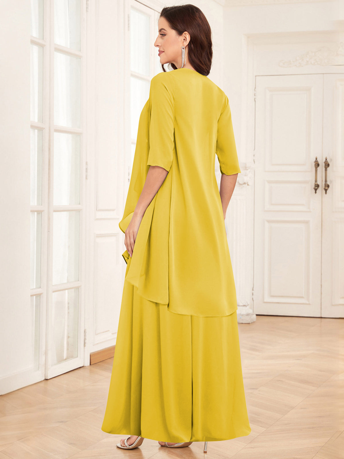2 Pieces Chiffon A Line Mother of the Bride Dress with Jacket
