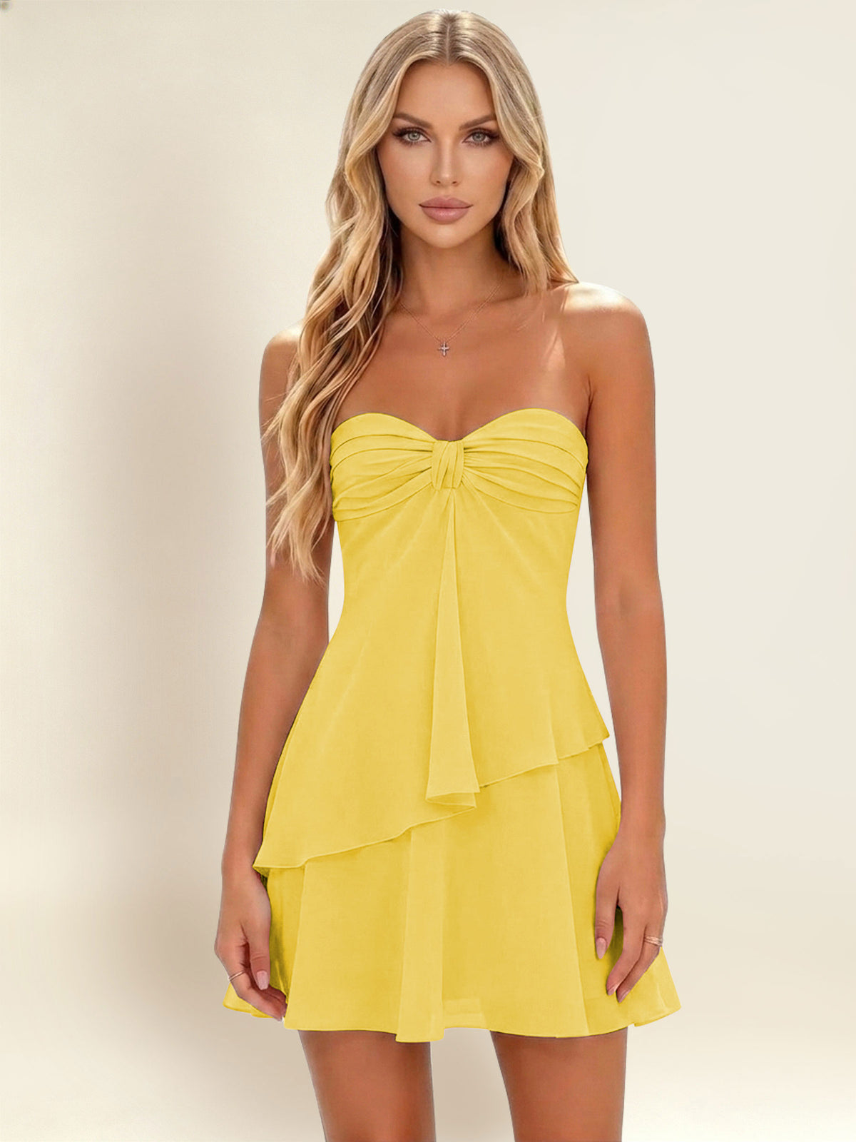 Strapless A-Line Ruffled Chiffon Homecoming Mini Dress