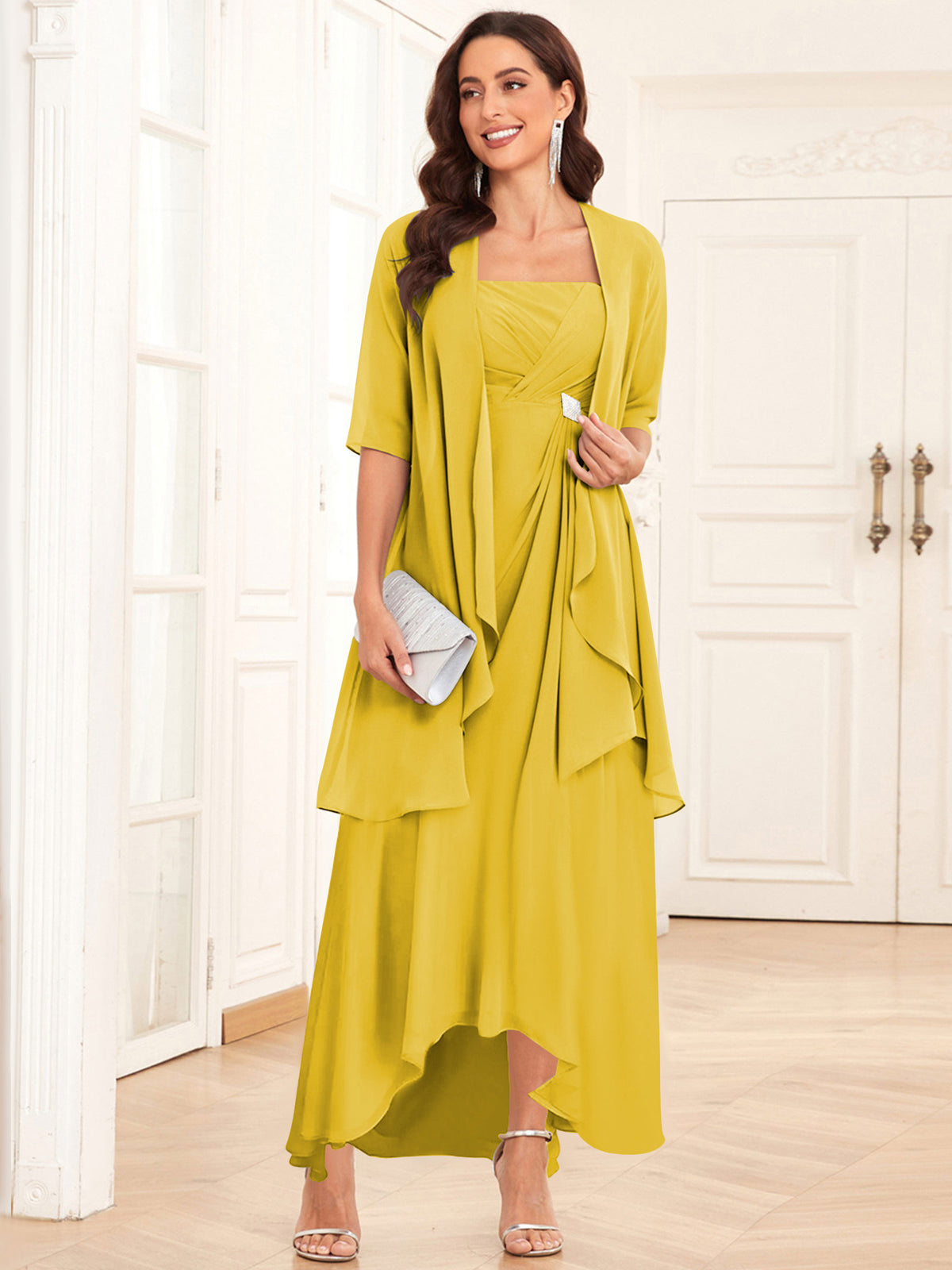 2 Pieces Chiffon A Line Mother of the Bride Dress with Jacket