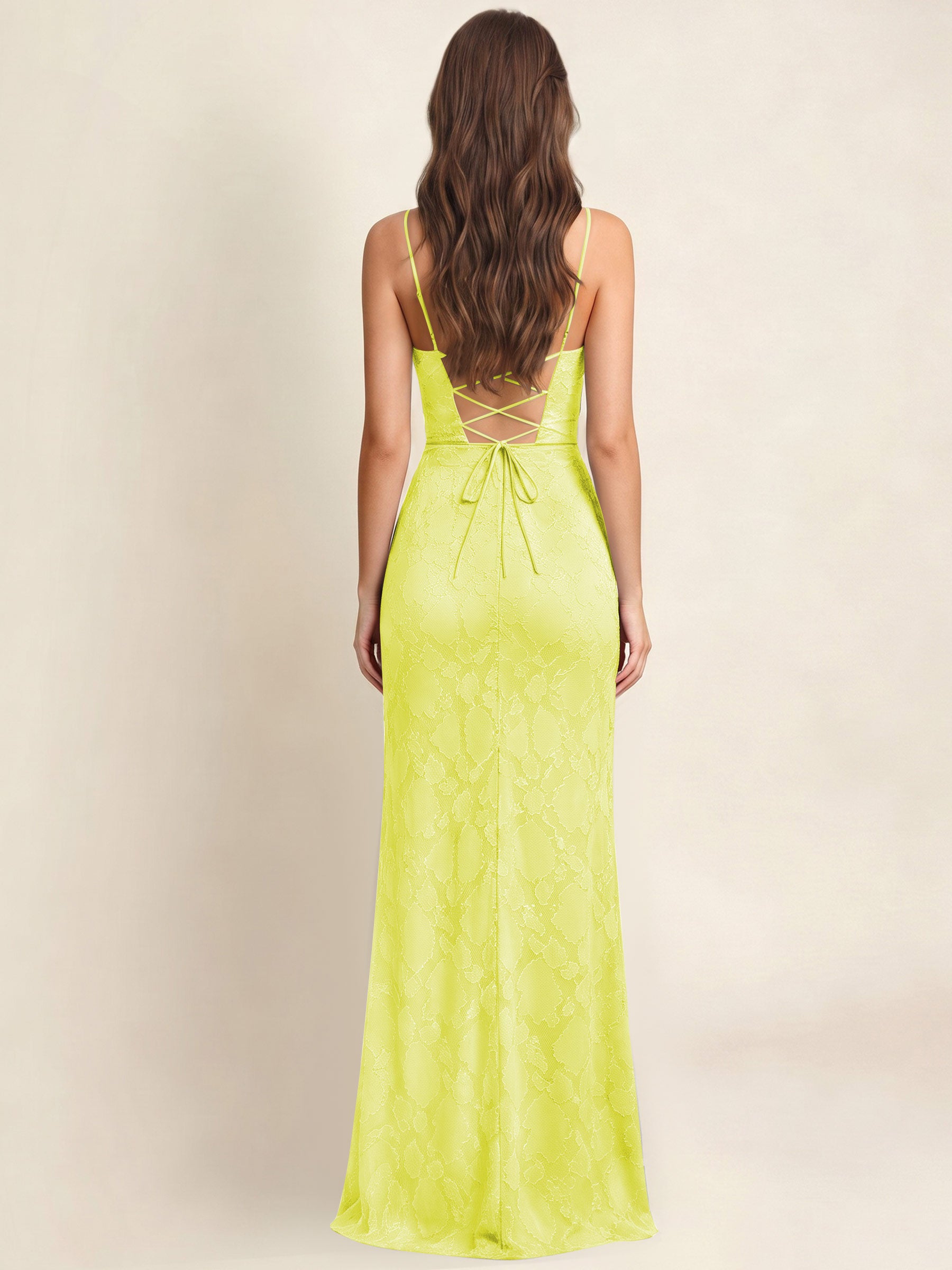 ROVDESY  Cowl Neck Ruffle Mermaid Chiffon Jacquard Bridesmaid/Prom Dress With Slit