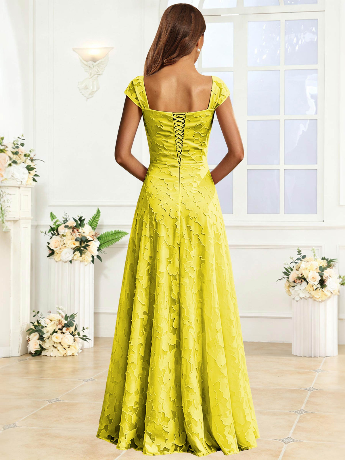 A-Line Floral Lace Bridesmaid Dress