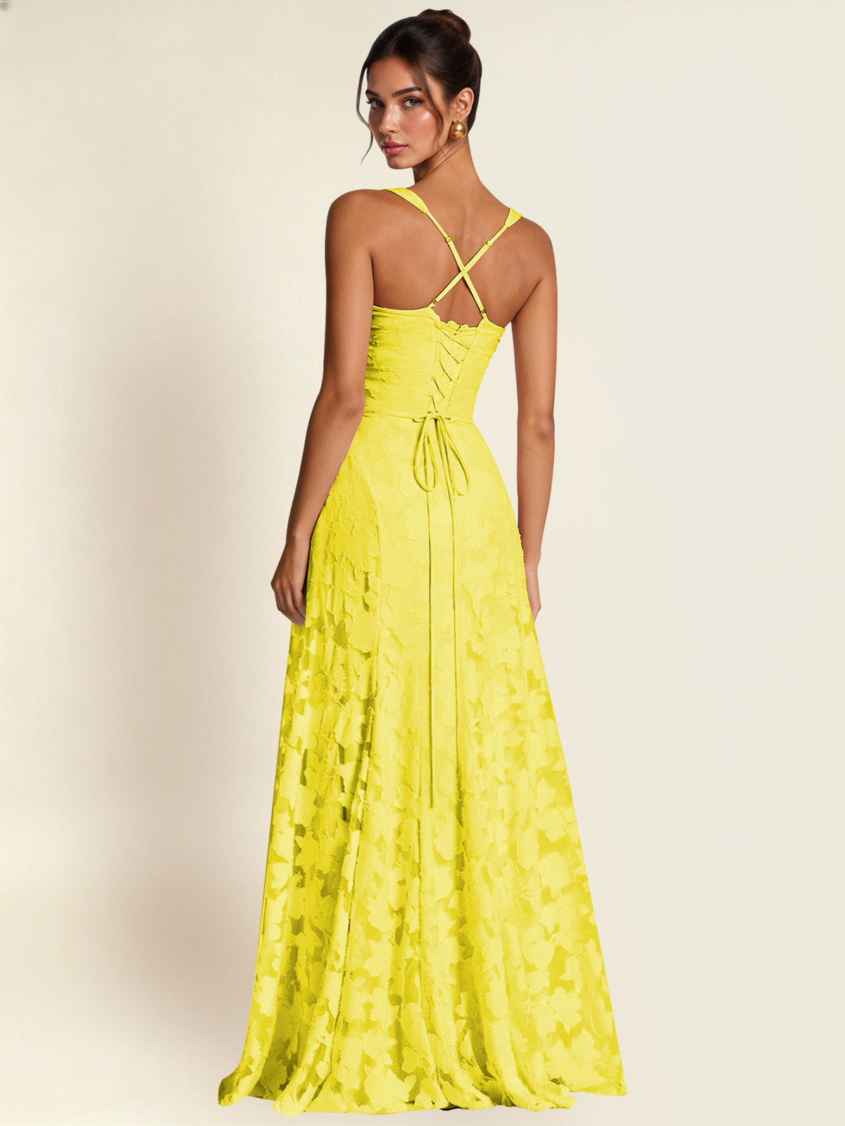Floral Jacquard A Line Maxi Bridesmaid Dress