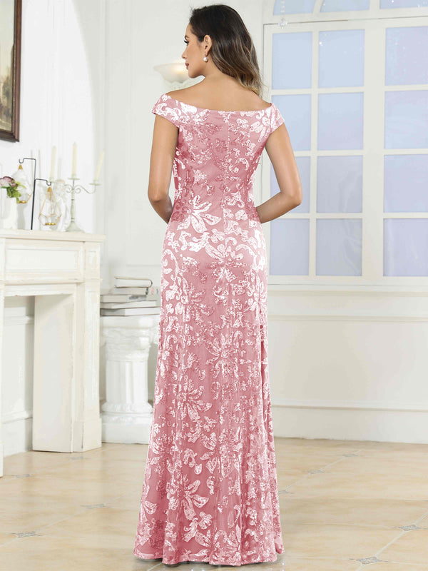 Off-The-Shoulder Mermaid Sequin Mother Of The Bride Dress Formal Gown
