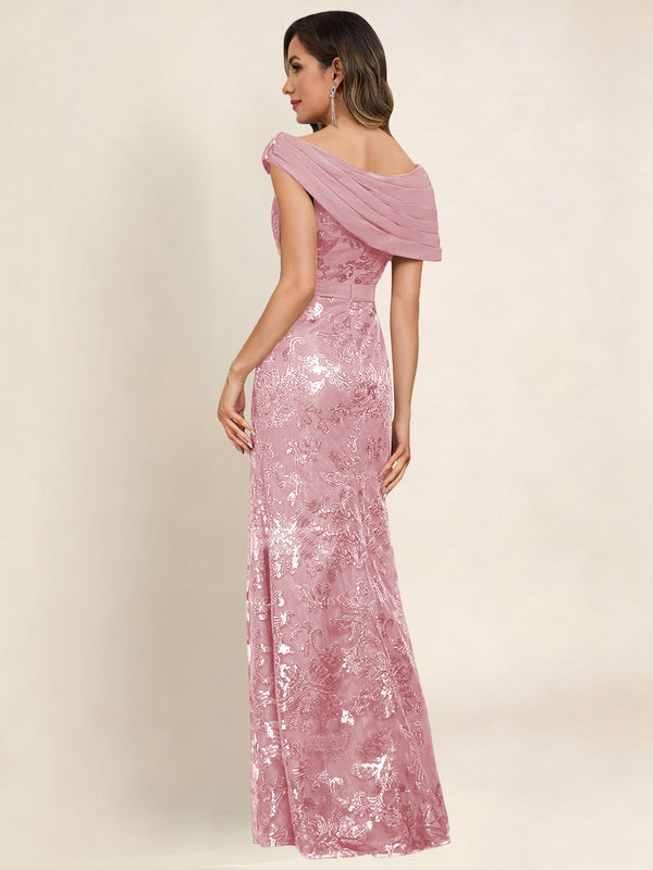 Off the Shoulder Sequin Mermaid Long Mother Of The Bride Dress Formal Gown