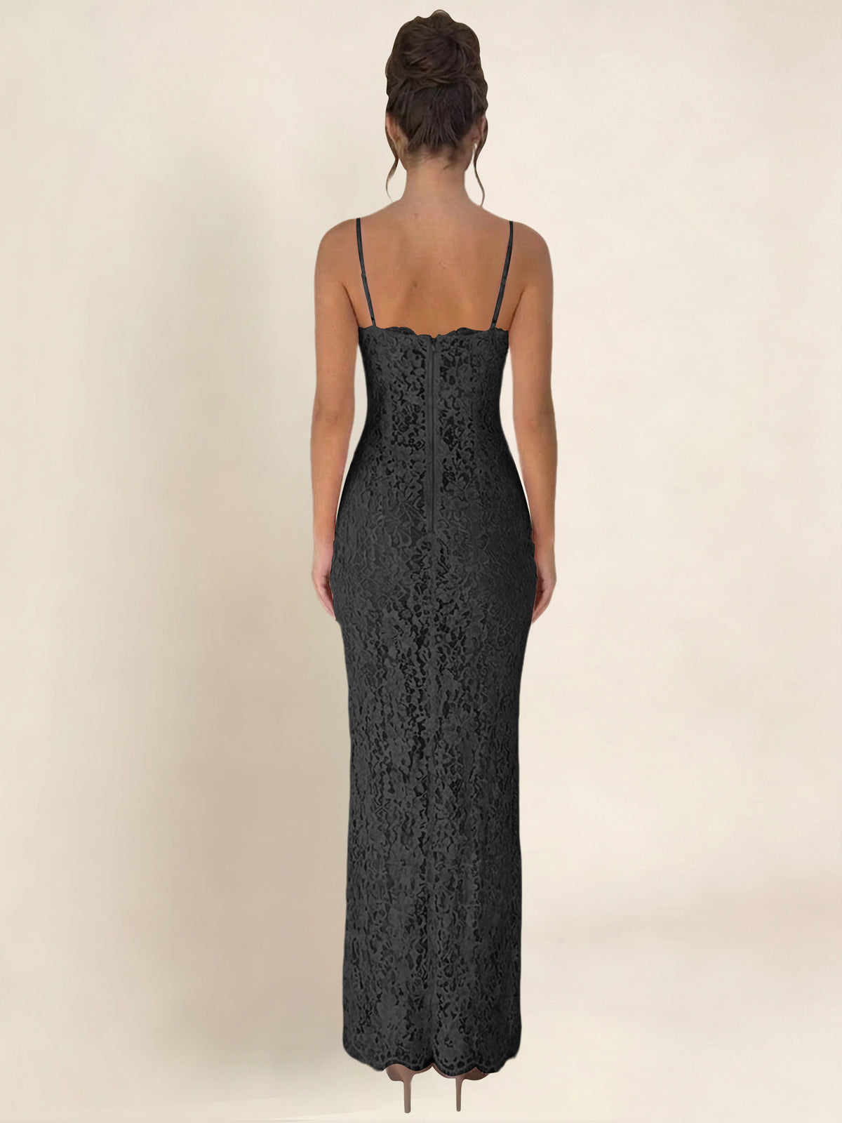 Spaghetti Strap Mermaid Lace Midi Bodycon Formal/Prom Dress