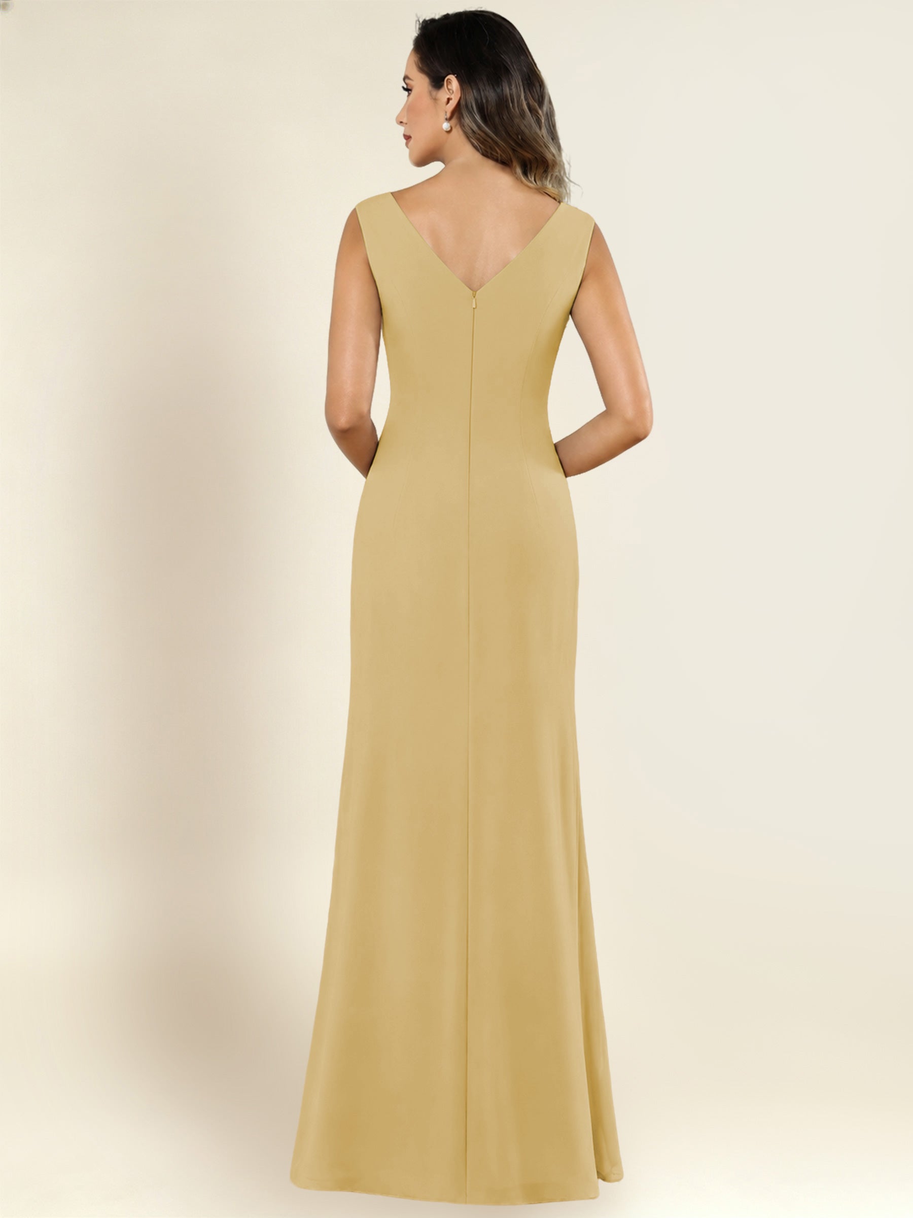 ROVDESY 2 Pieces V-Neck Sequin Chiffon Long Mother Of The Bride Dress With Long Sleeve Jacket