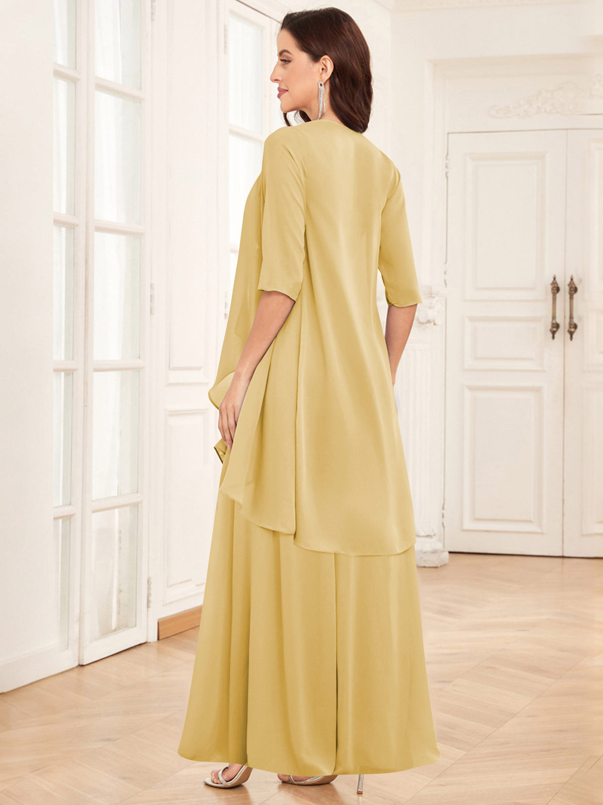 2 Pieces Chiffon A Line Mother of the Bride Dress with Jacket